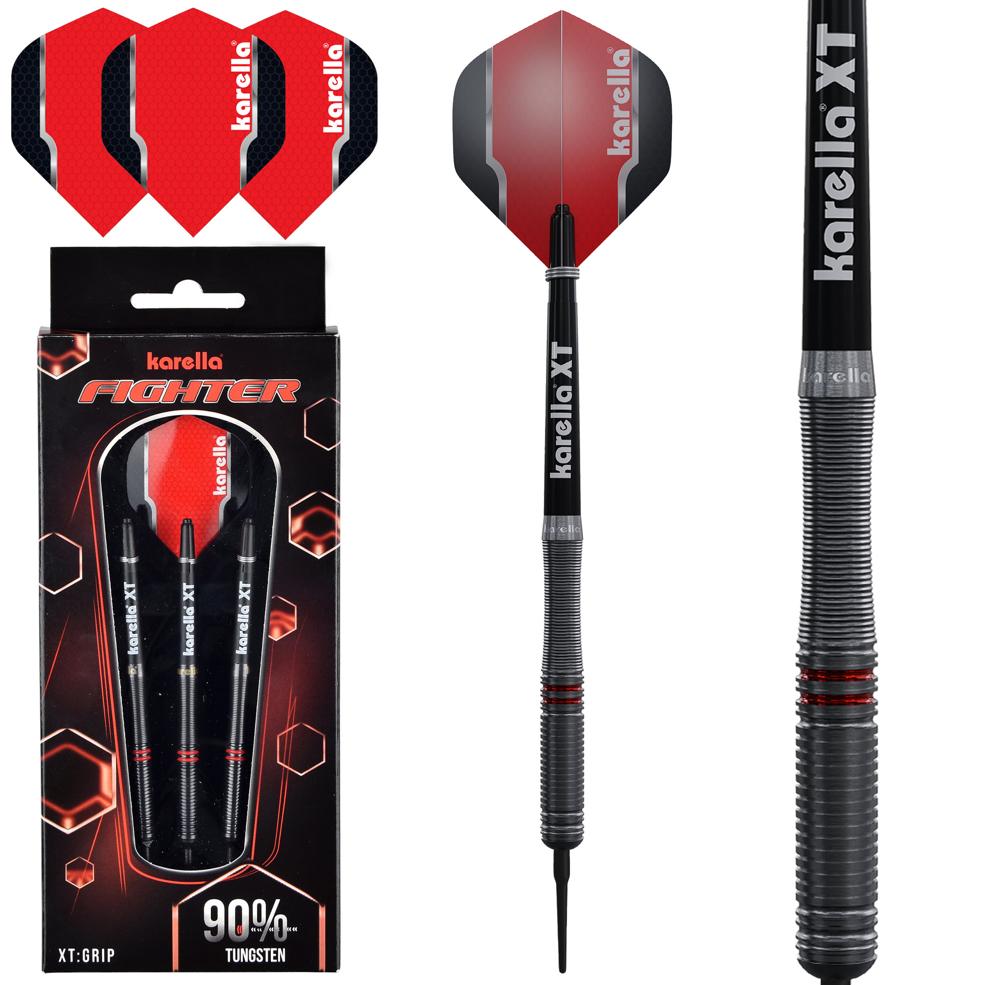 Softdart Karella Fighter, schwarz, 90% Tungsten, 20 g oder 18 g