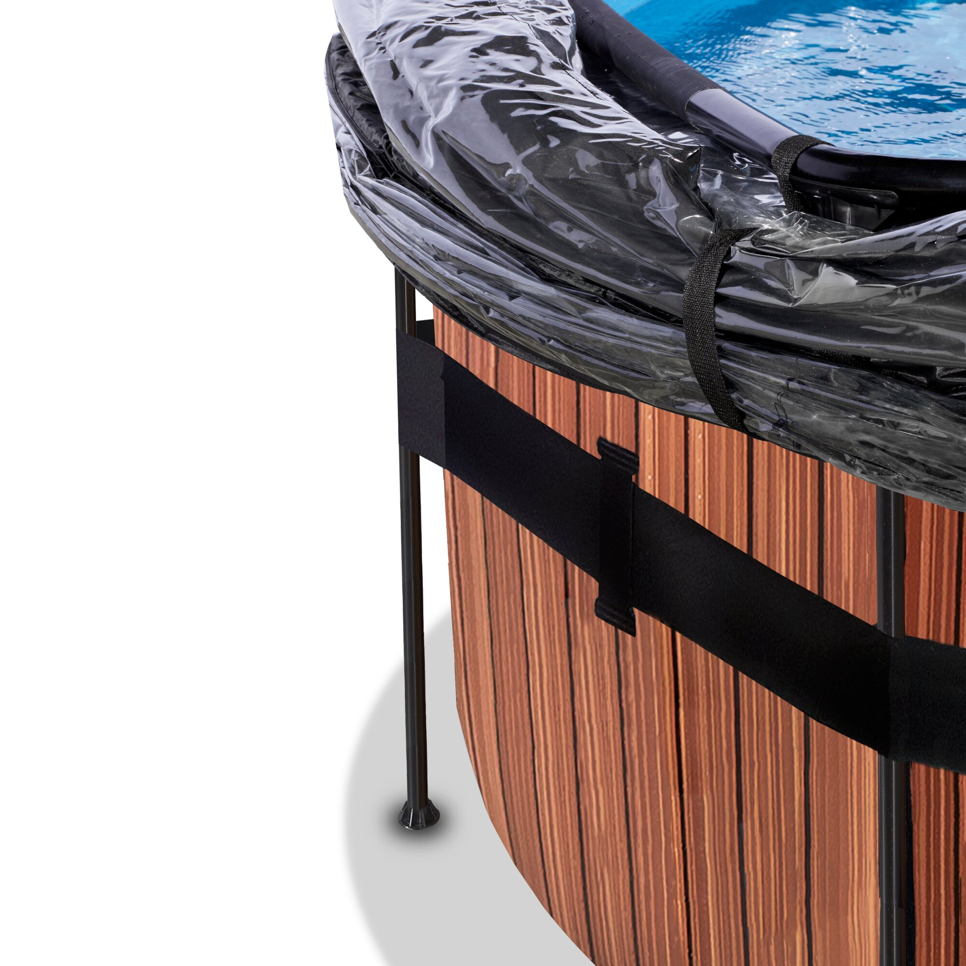 EXIT Wood pool ø427x122cm with sand filter pump and dome - brown