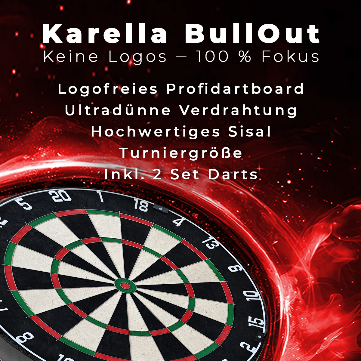 Karella - Dartboard BullOut Set inkl. 2 Satz Steeldarts