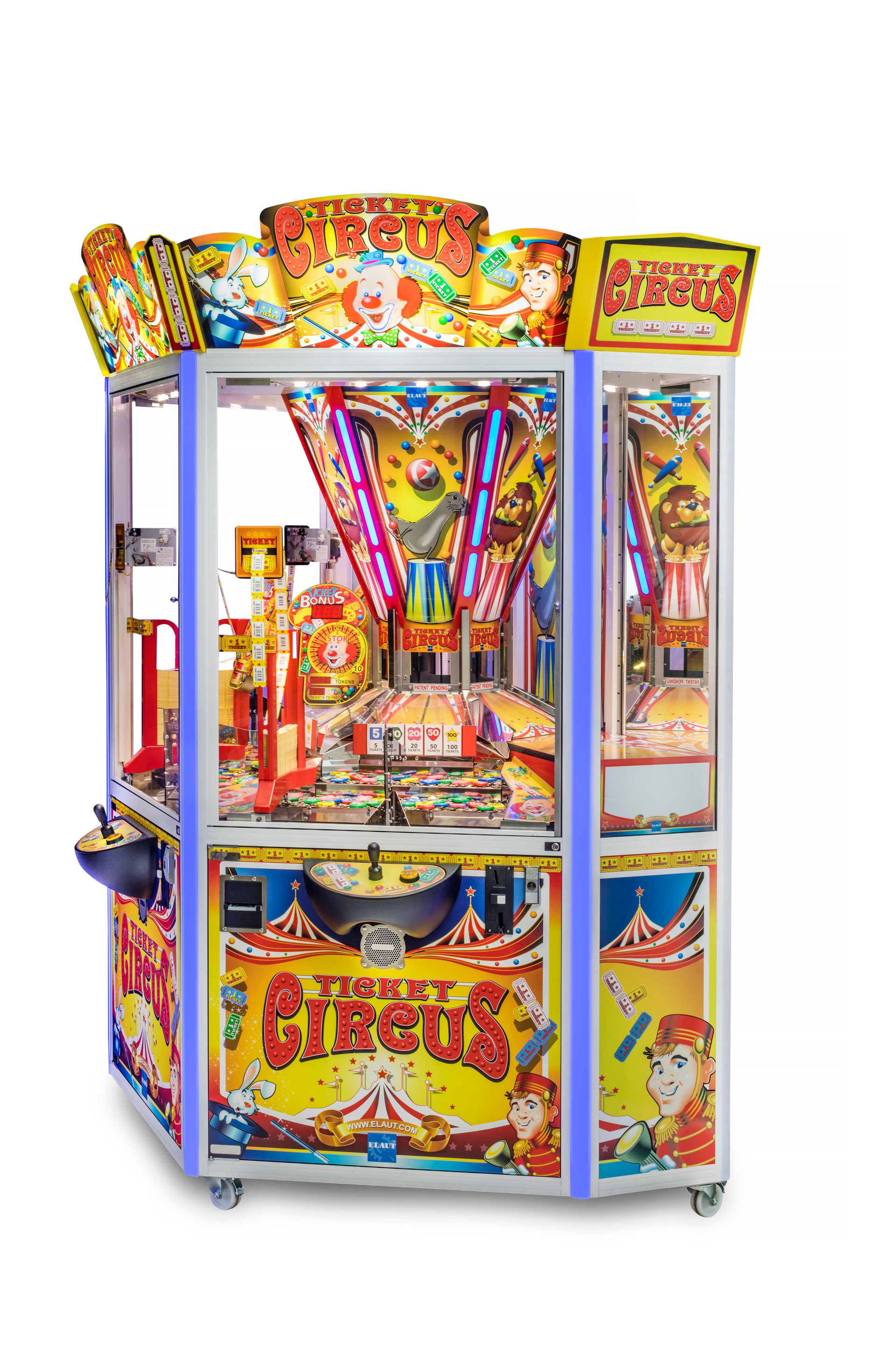 Elaut Coin Pusher Automat Ticket Zirkus 3 Player