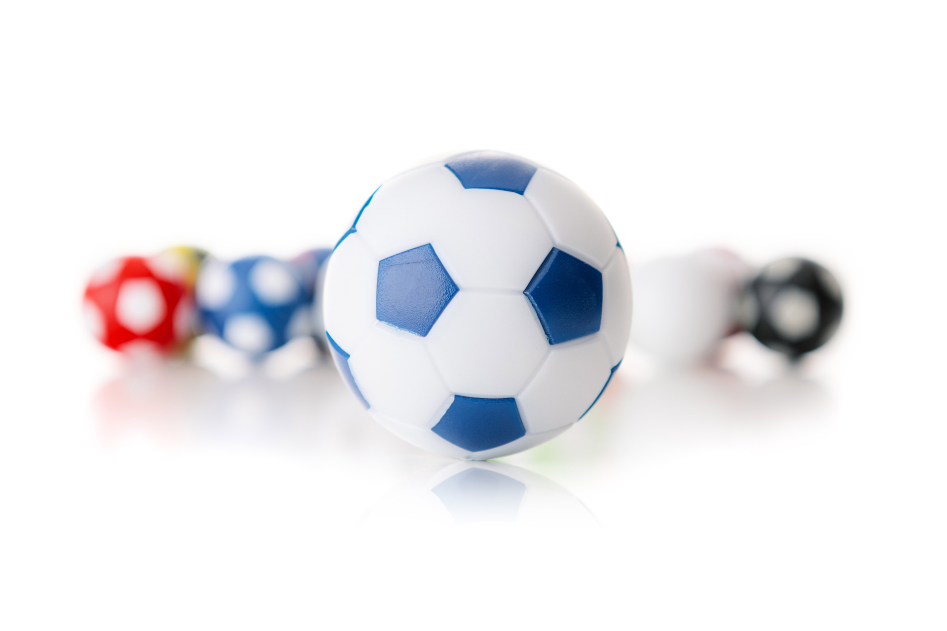 Soccer ball Winspeed by Robertson 35 mm, white / blue, set with 10 pcs.