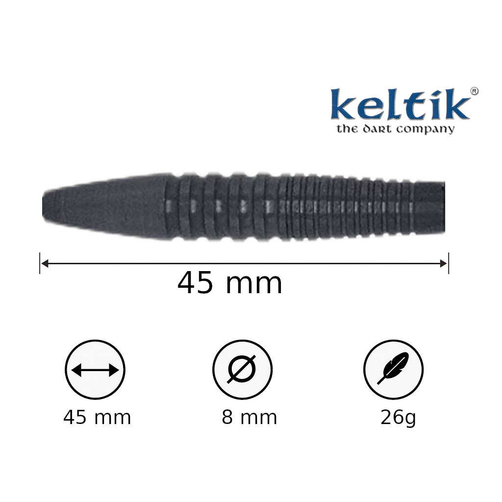 Steeldart Steel Dart Pfeile Keltik Ardan 26g Black - 90% Tungsten