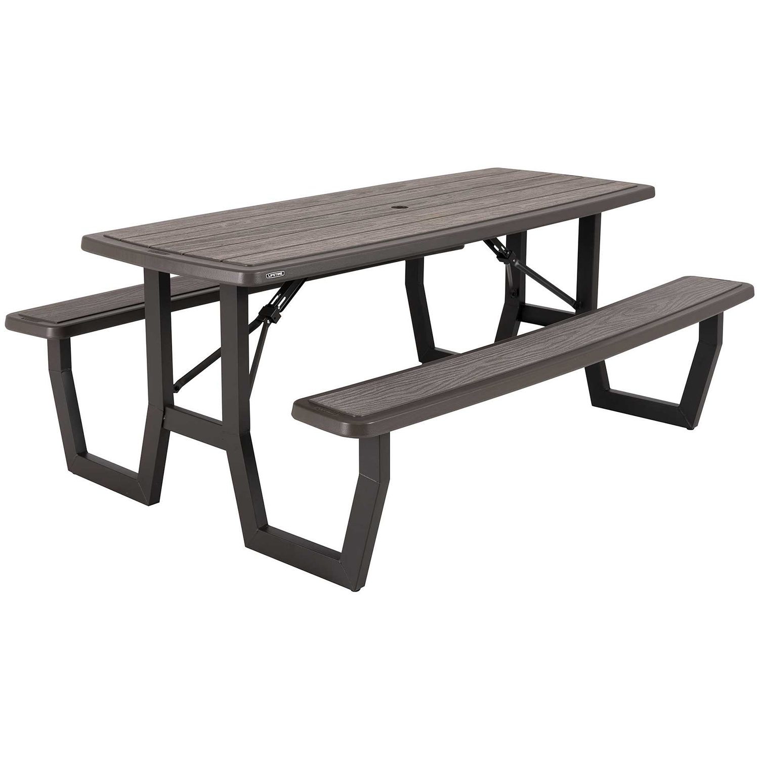 Lifetime picnic table Rough-Cut foldable brown