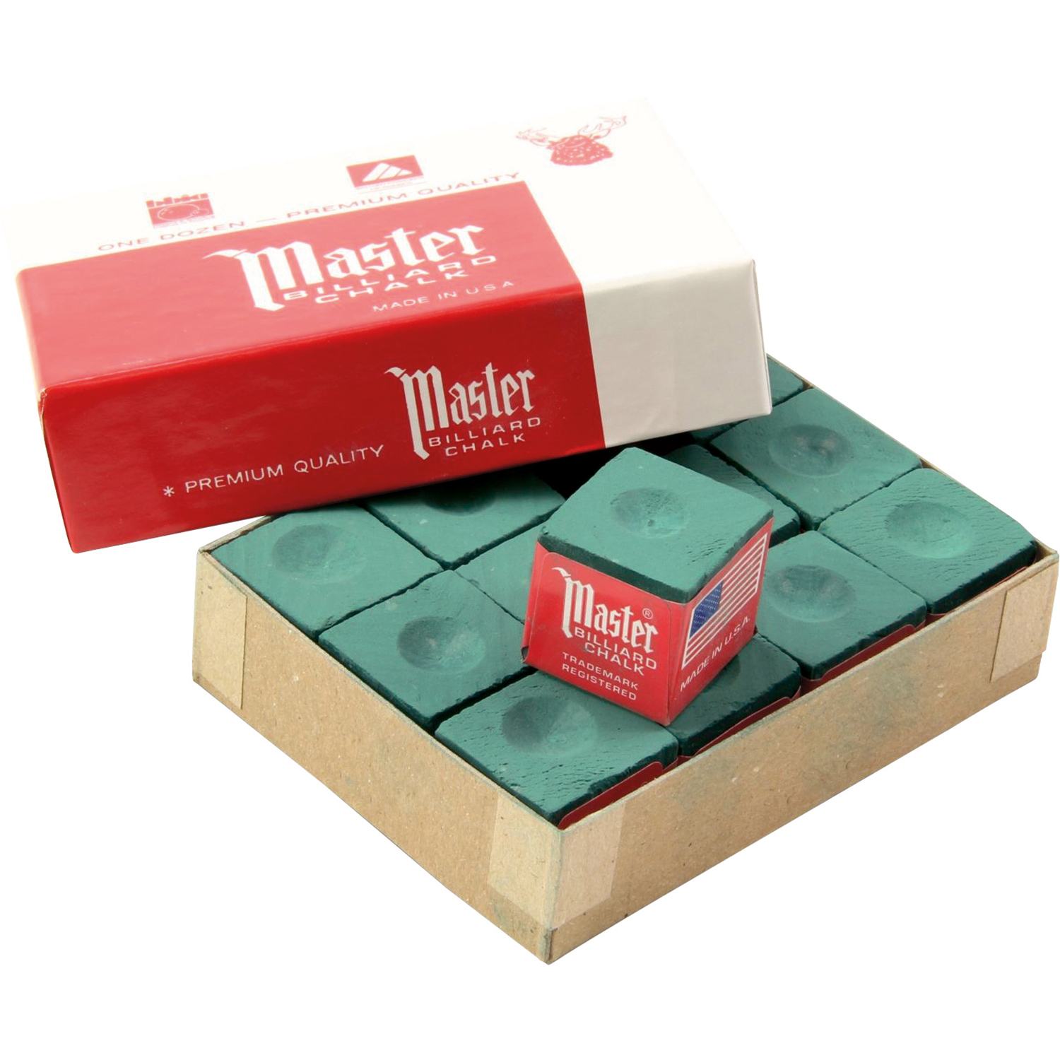 Master billiard chalk pine green 12 pieces