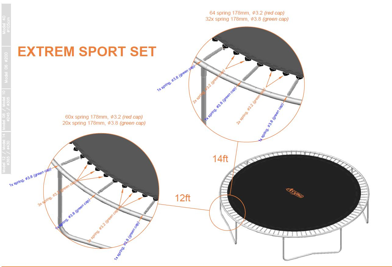 Power Springs für 14, 32 Federn 21,5cm - Extreme Sport