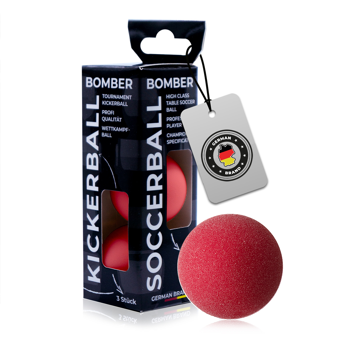 Soccer ball Bomber ROBERTSON, red, 35,1 mm, 3 pieces in a set,