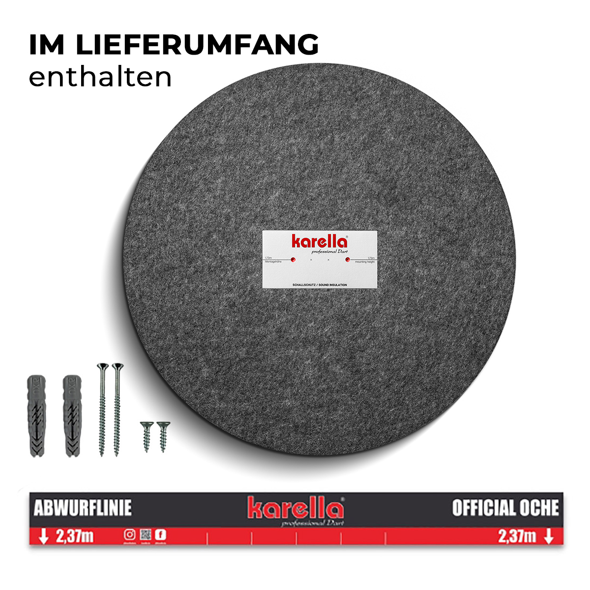 Schallschutz Karella für Steeldartboards mit integriertem Surround/Auffangring