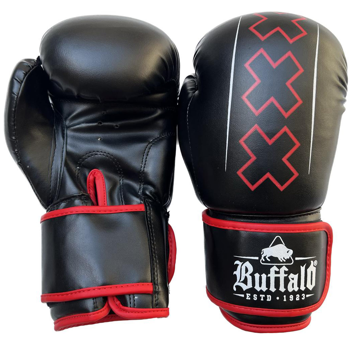 Buffalo Winner boxing gloves black with red 12oz