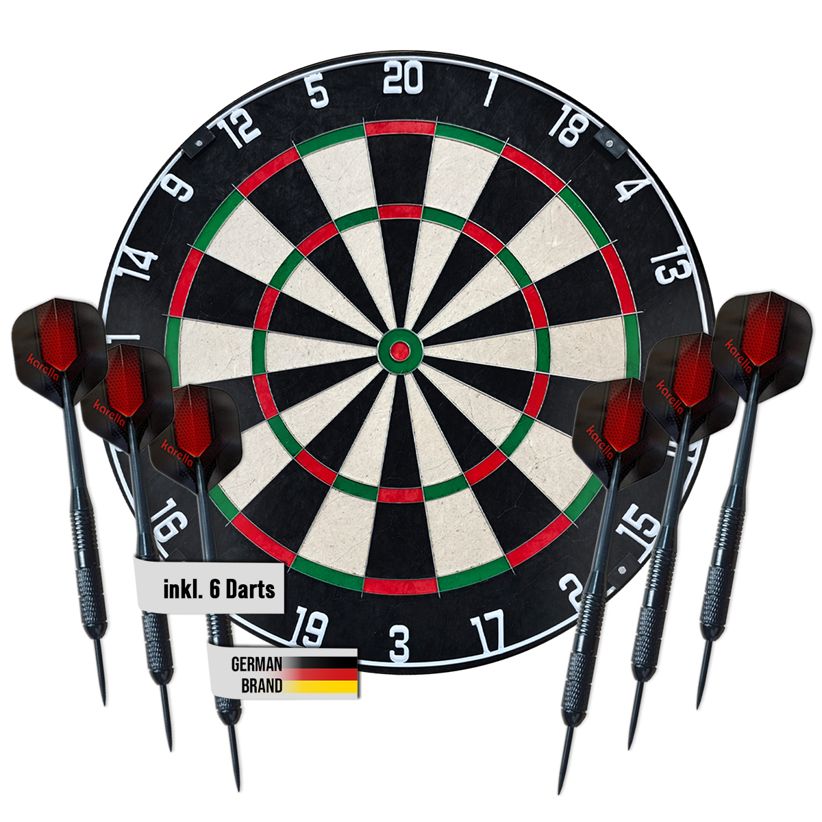Karella - Dartboard BullOut Set inkl. 2 Satz Steeldarts