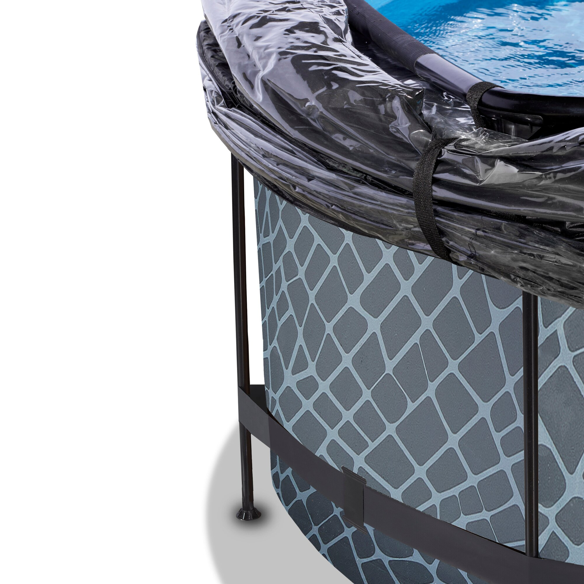 EXIT Stone Pool ø360x122cm mit Sandfilterpumpe und Abdeckung - grau