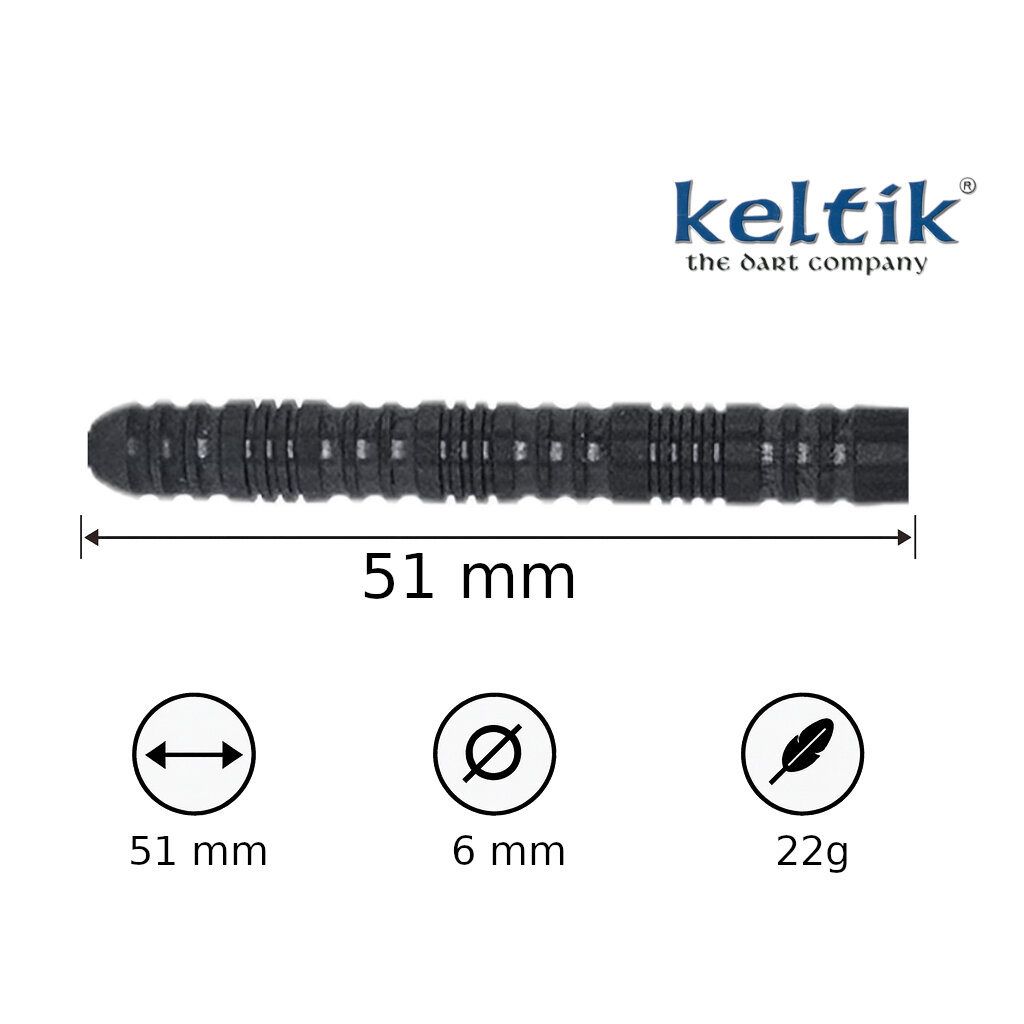 Steeldart Steel Dart Pfeile Keltik Corvin 22g Black - 90% Tungsten