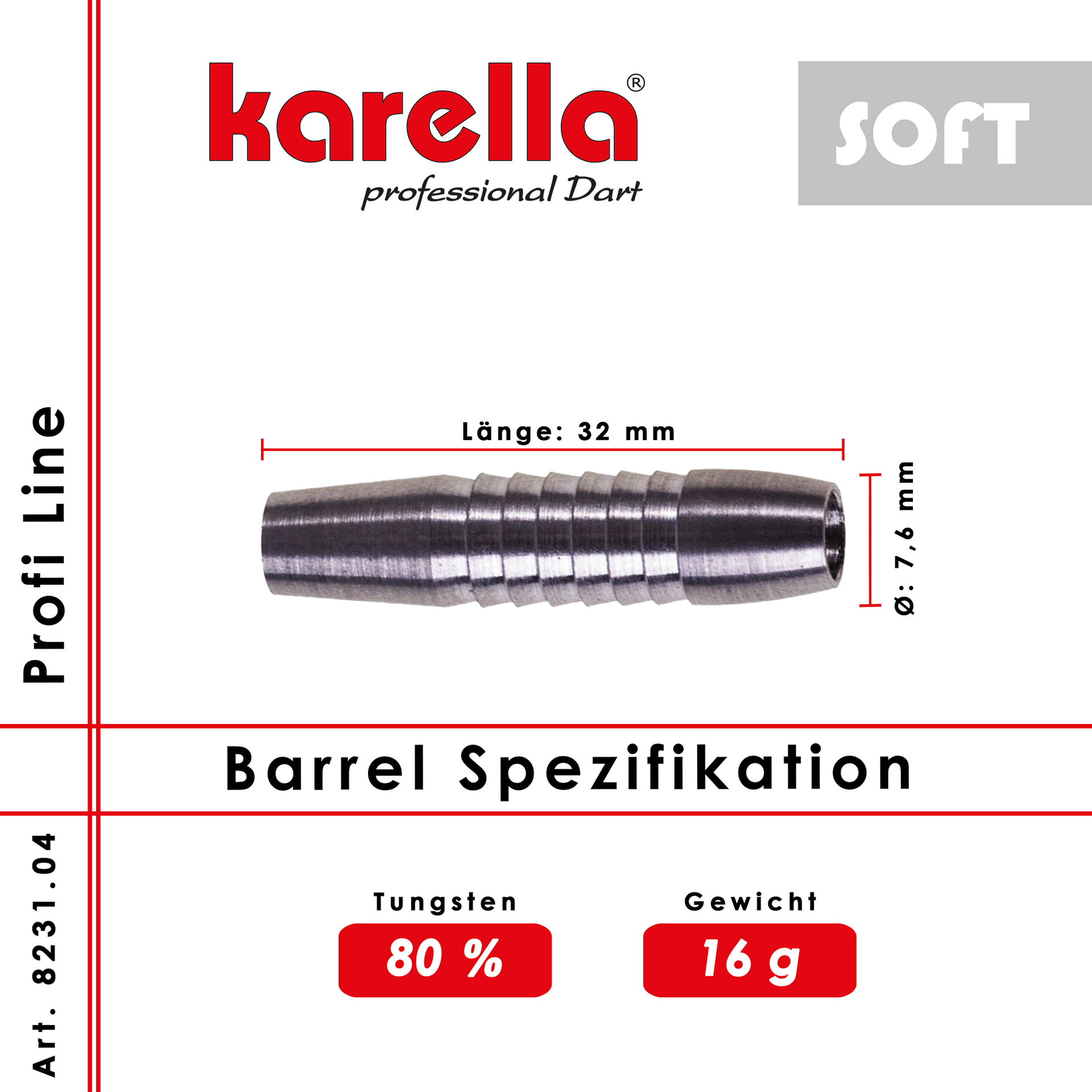 Softbarrel Karella Profi Line PLS-04 80% Tungsten 16g