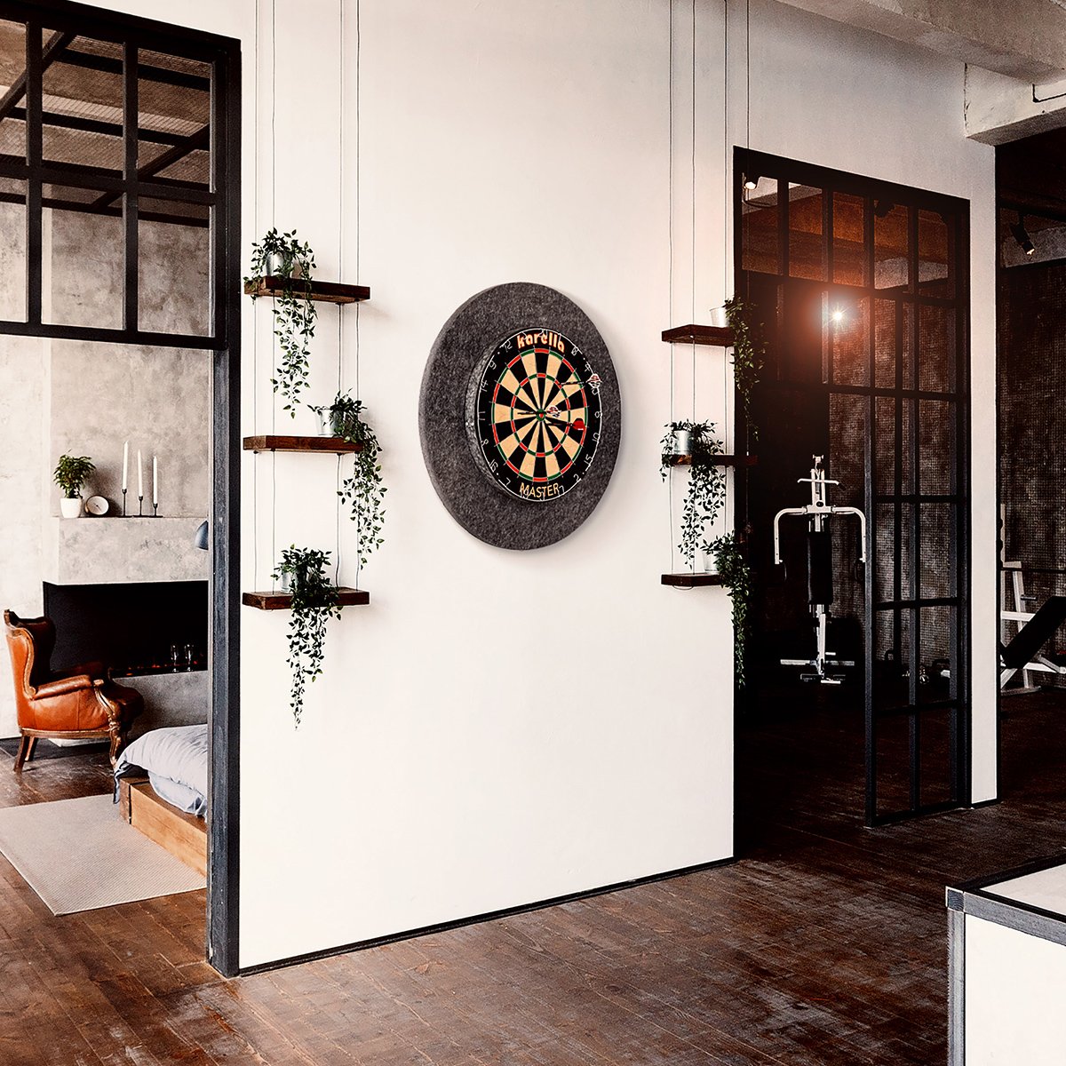 Schallschutz Karella für Steeldartboards mit integriertem Surround/Auffangring