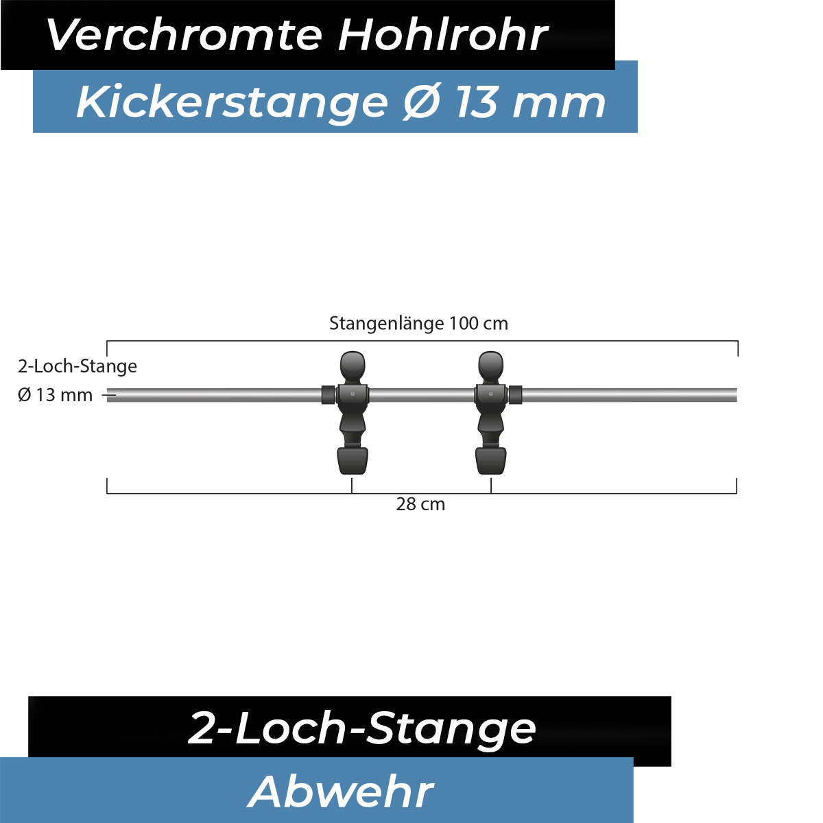 Foosball hollow bar 13mm