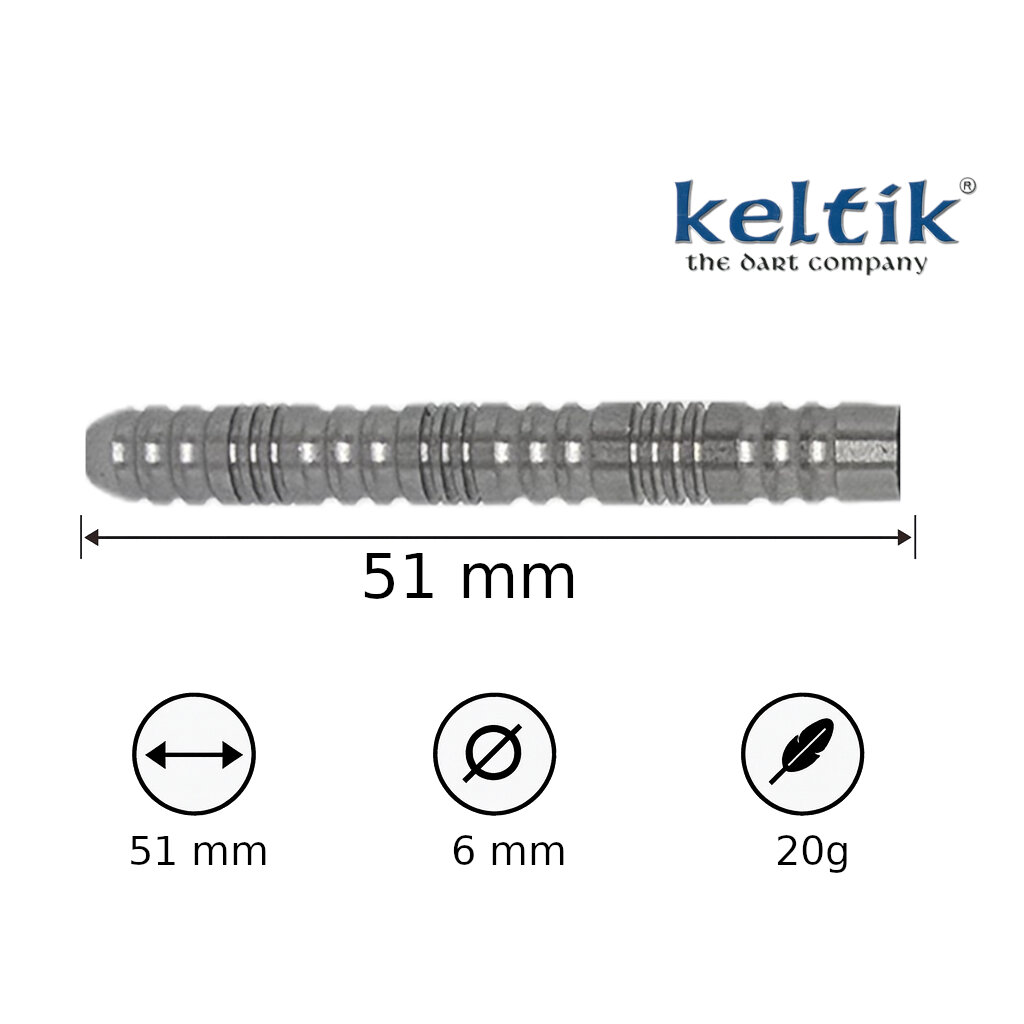 Steeldart Steel Dart Pfeile Keltik Corvin 20g Silver - 90% Tungsten