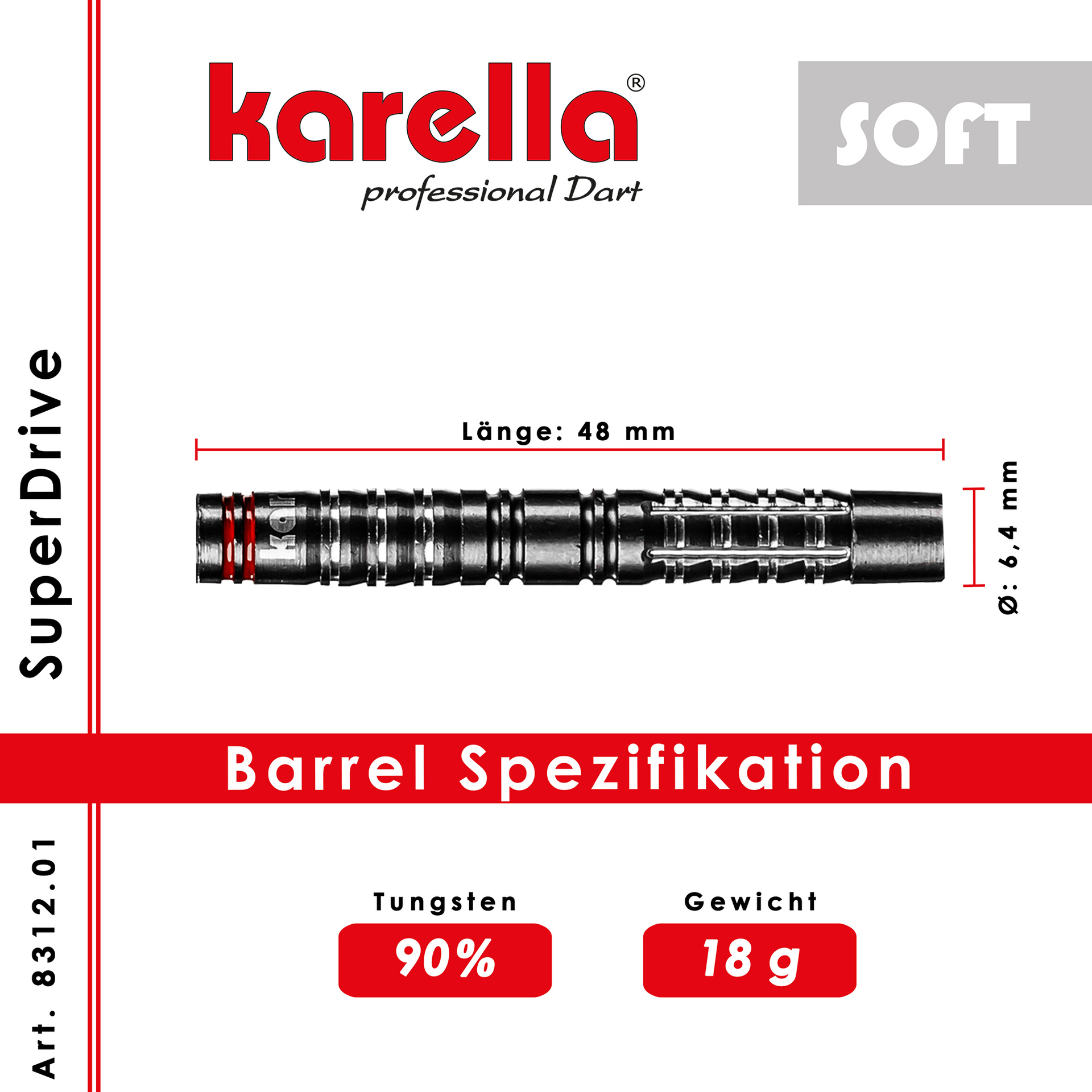 Softdart Karella SuperDrive black, 90% Tungsten, 18g or 20g