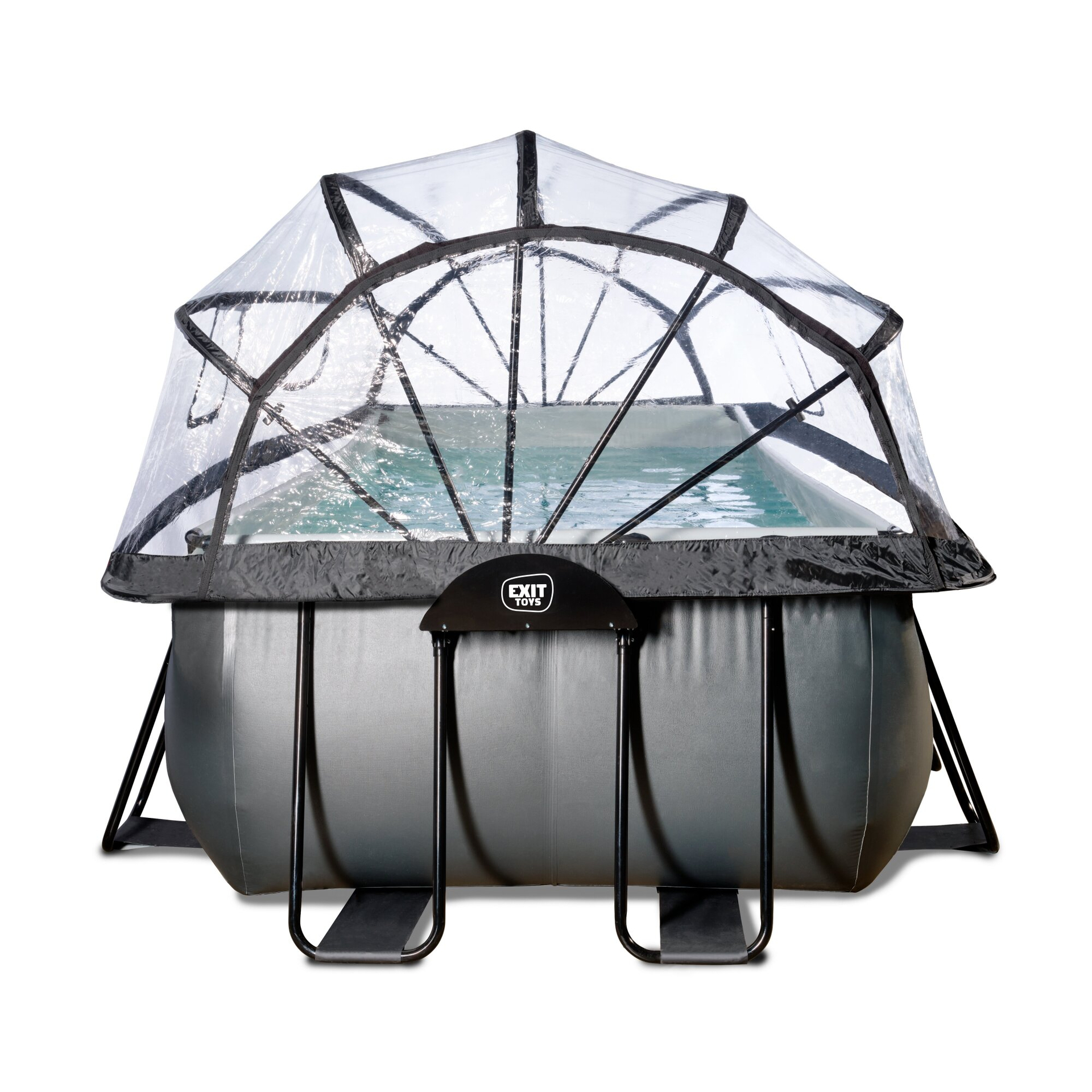 EXIT Black Leather Pool 540x250x122cm mit Sandfilterpumpe und Abdeckung und Wärmepumpe - schwarz