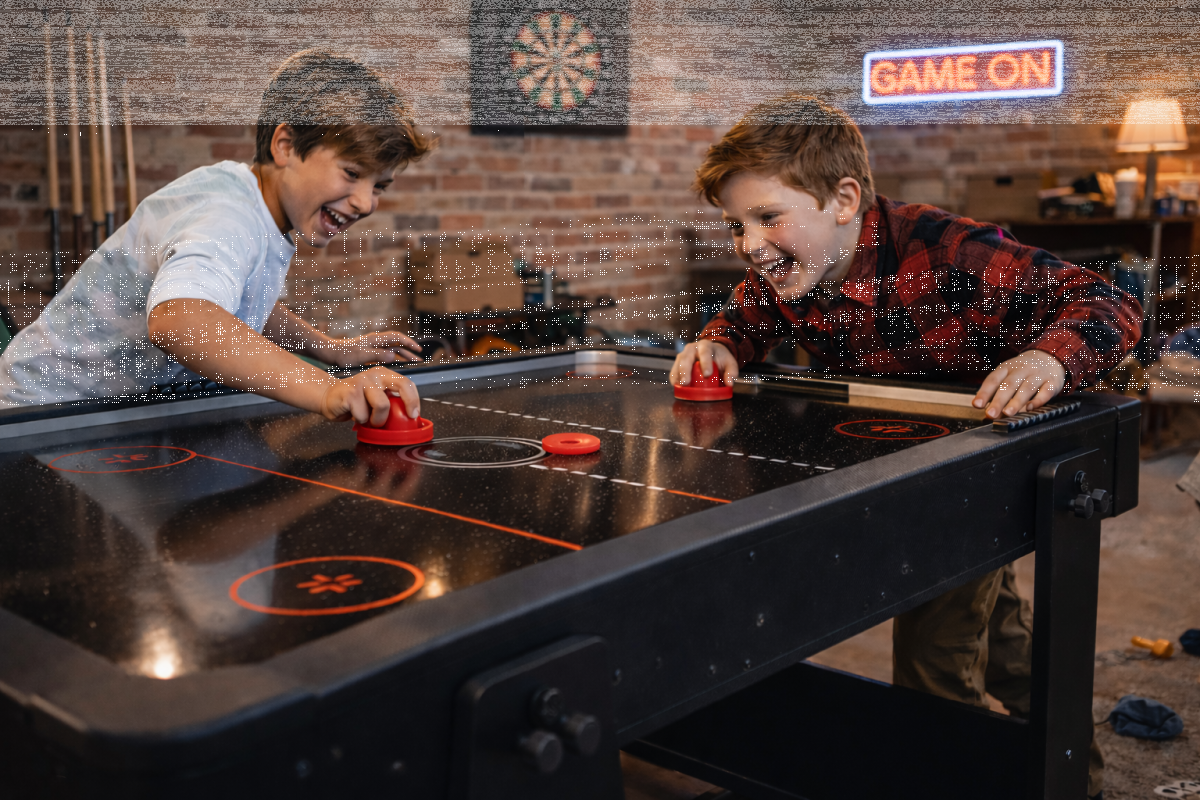 Charlsten Multi Airhockeytisch / Billardtisch Schwarz - 2-in-1 zusammenklappbar