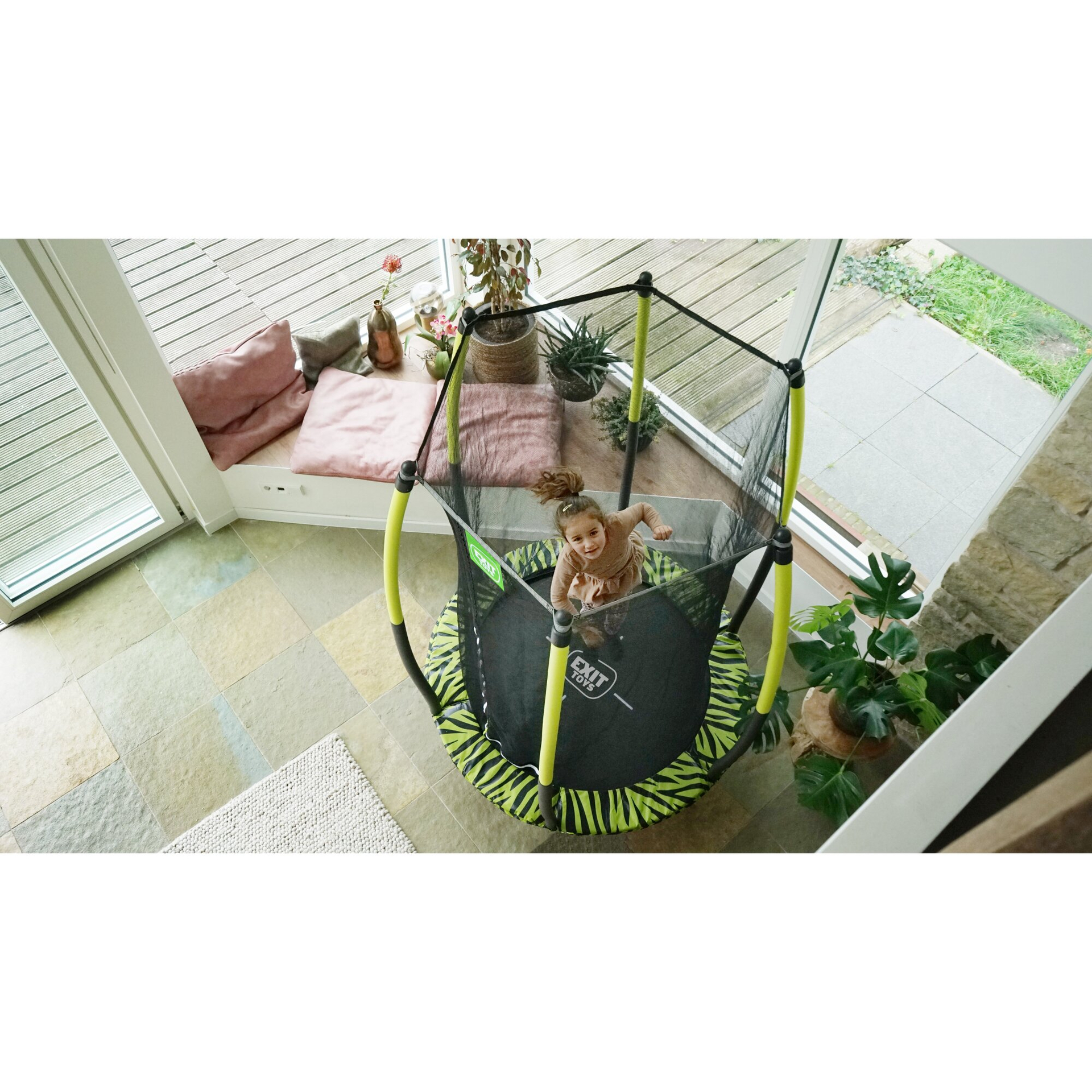 EXIT Tiggy junior Trampolin mit Sicherheitsnetz ø140cm - schwarz/grün