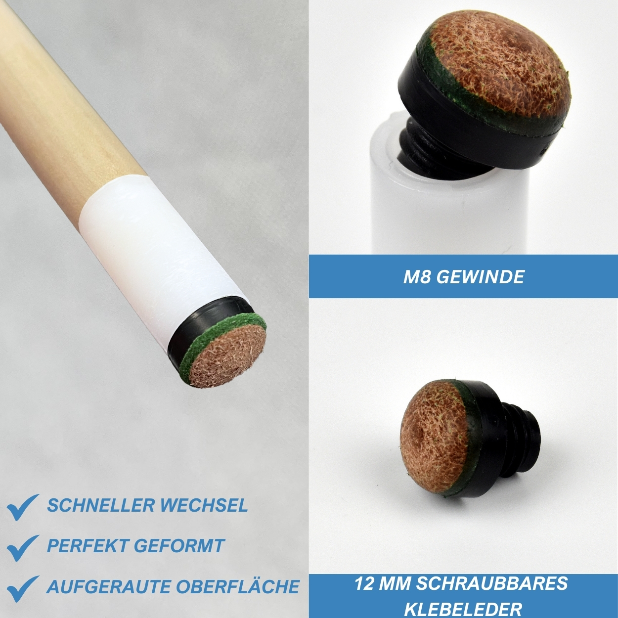 Queue einteilig Deluxe 12 mm Schraubleder, 100 bis 145cm