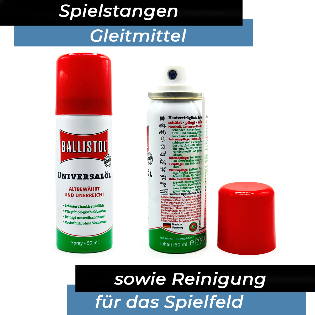Ballistol glide spray for foosball rods incl. microfibre cloth