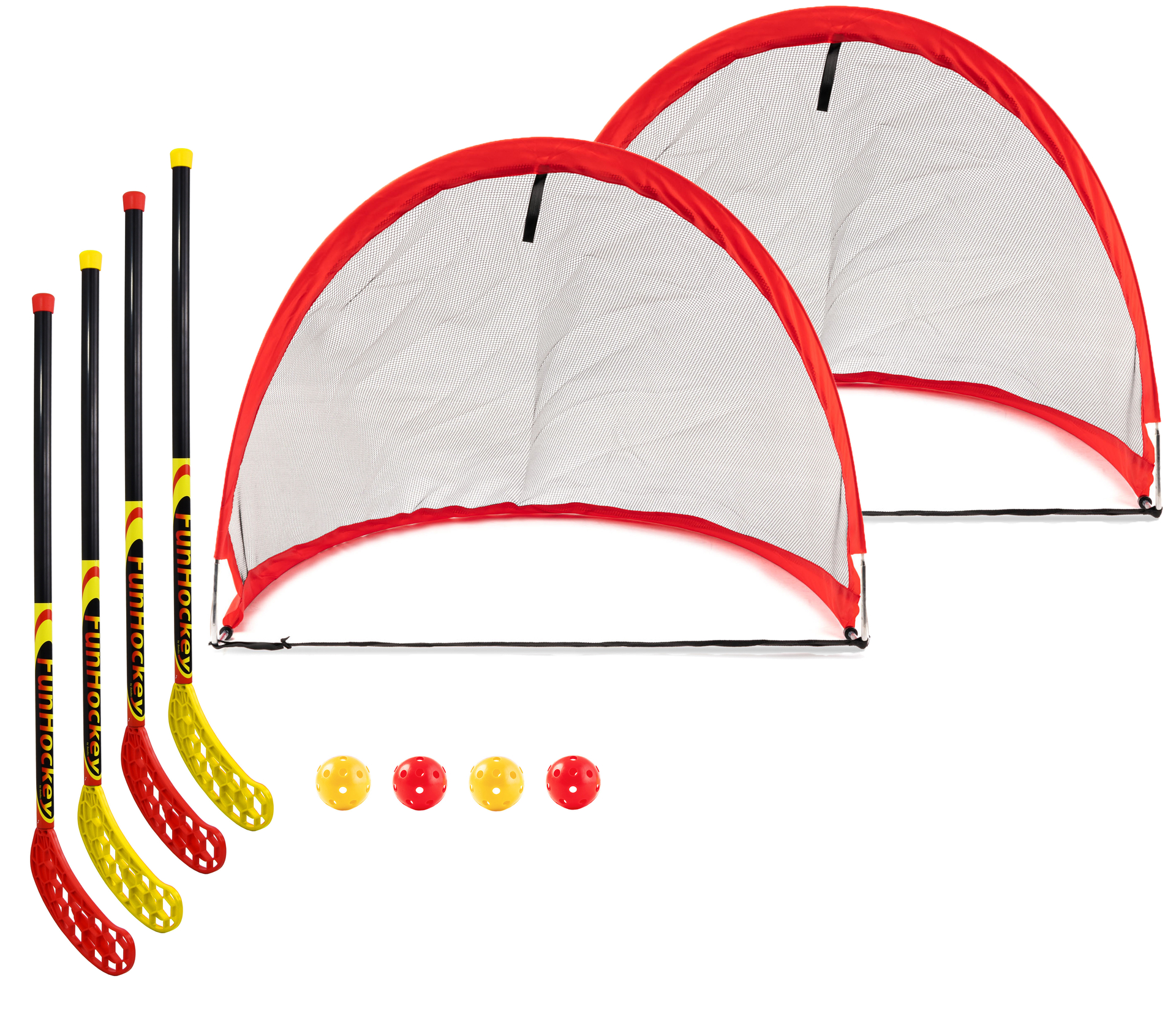 FunHockey Schläger 2 x 2er Set + Pop up Tor - Set Maxi