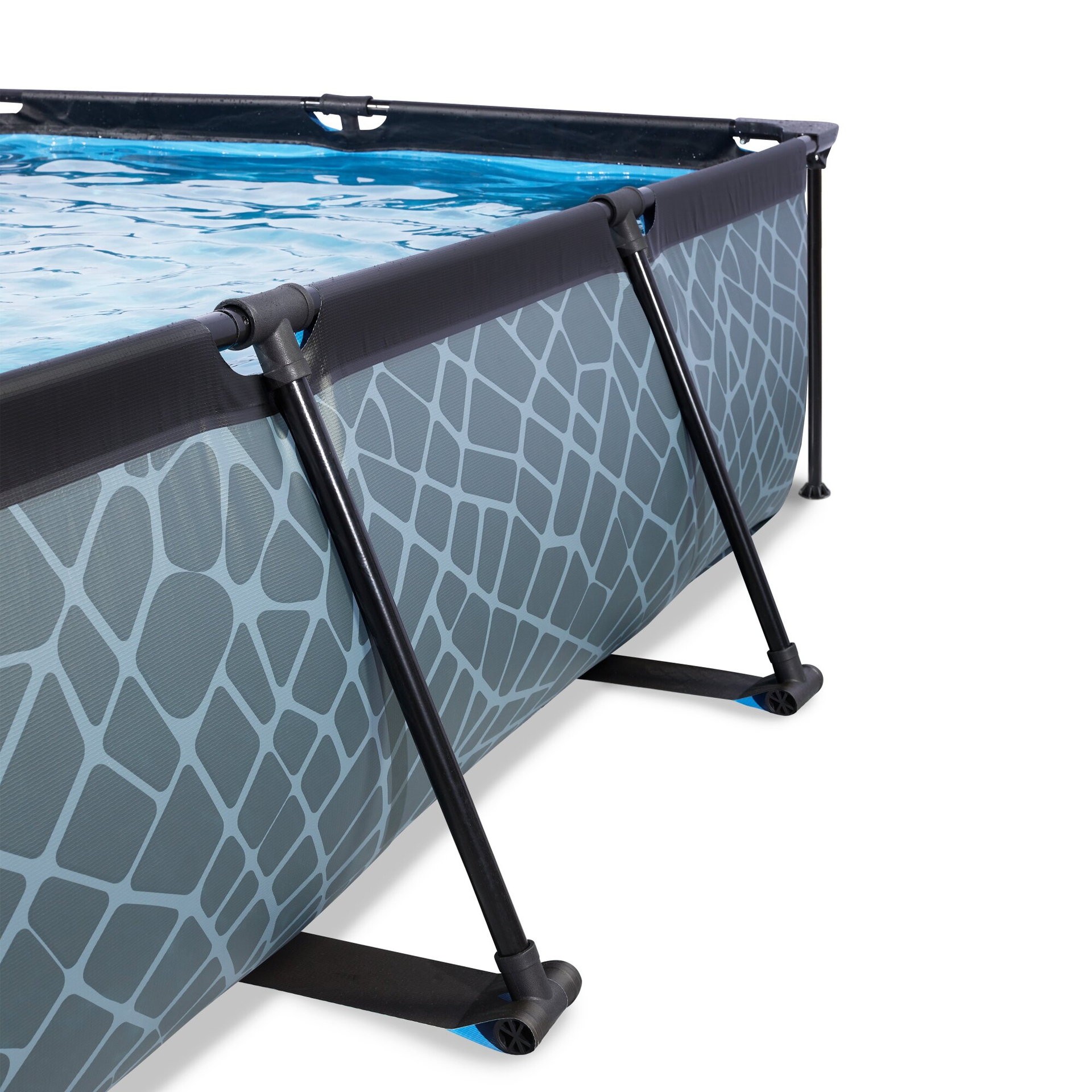 EXIT Stone Pool 220x150x65cm mit Filterpumpe und Abdeckung - grau