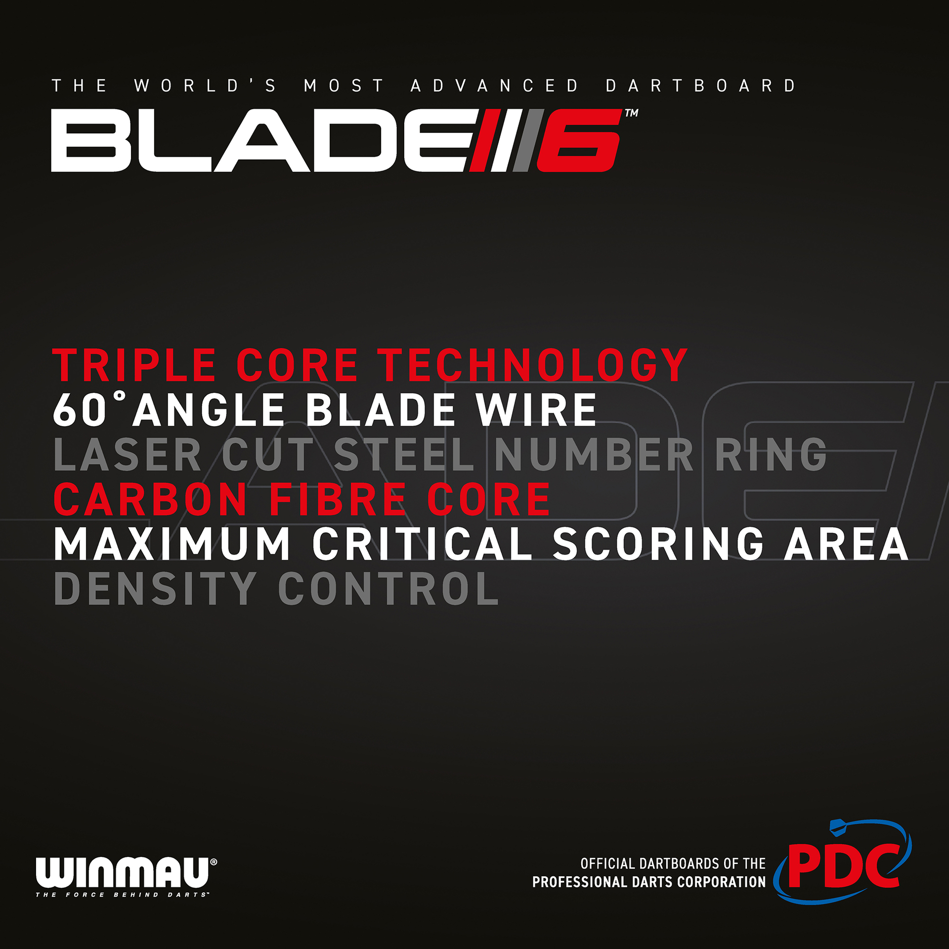 WINMAU Blade 6 Dartboard - Triple Core Carbon