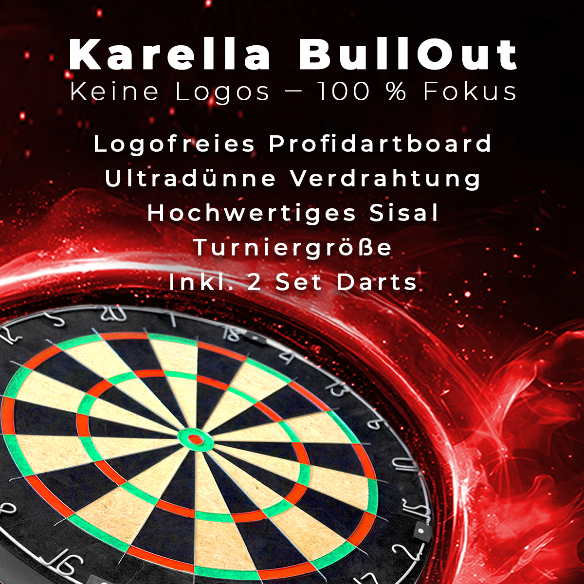 Karella - Dartboard BullOut Set inkl. 2 Satz Steeldarts