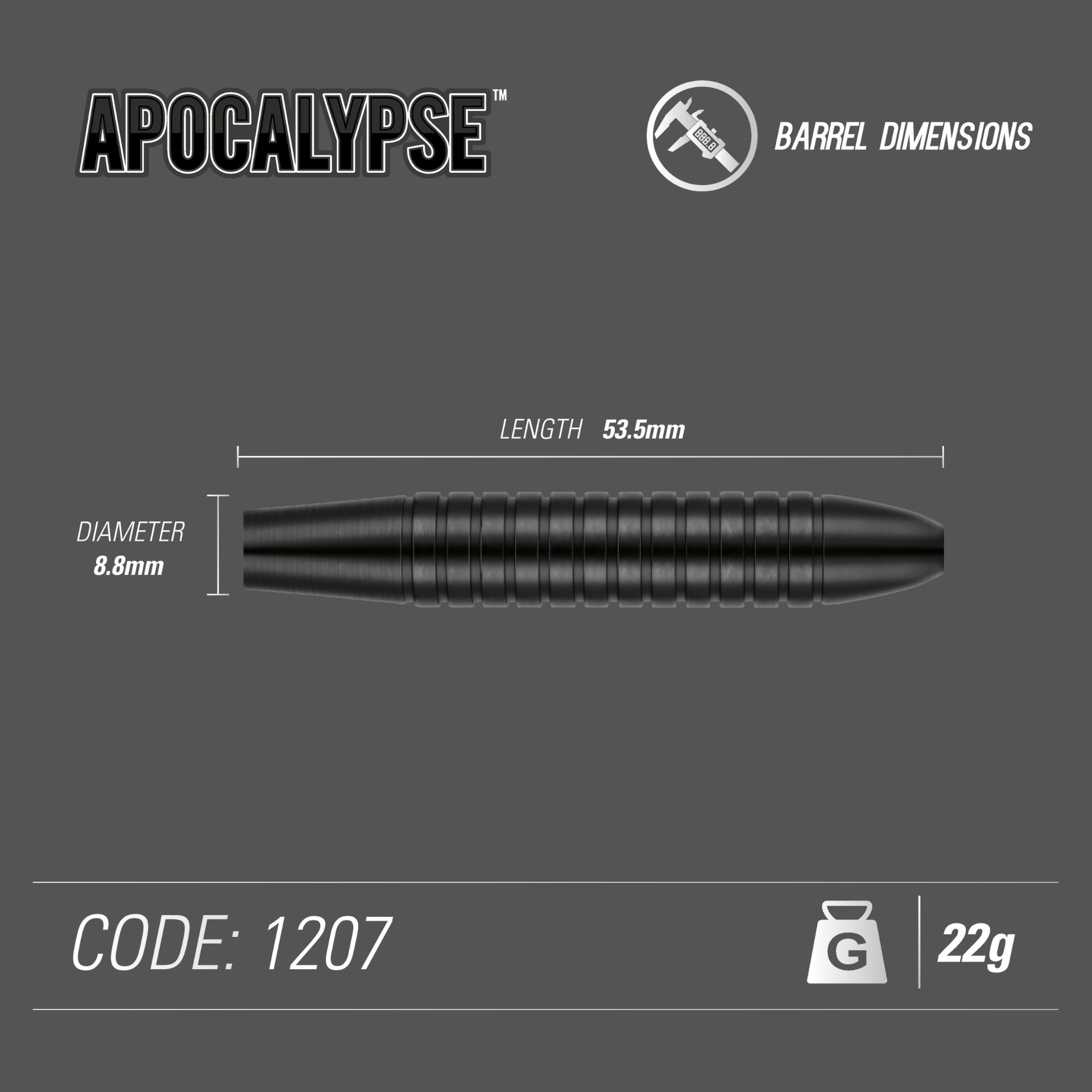 Winmau Apocalypse Brass steel dart 1207 22 g or 24 g