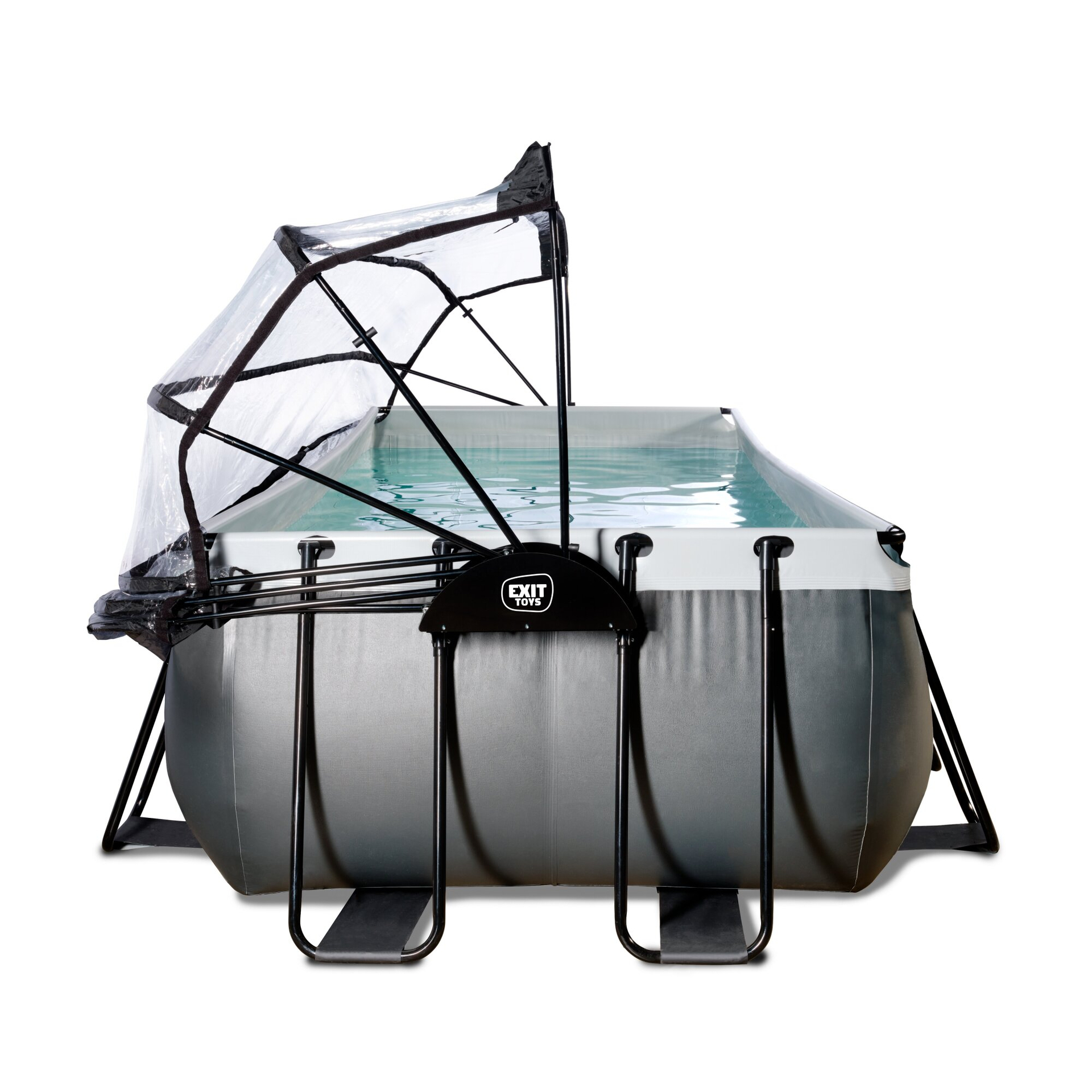 EXIT Black Leather Pool 540x250x122cm mit Sandfilterpumpe und Abdeckung und Wärmepumpe - schwarz