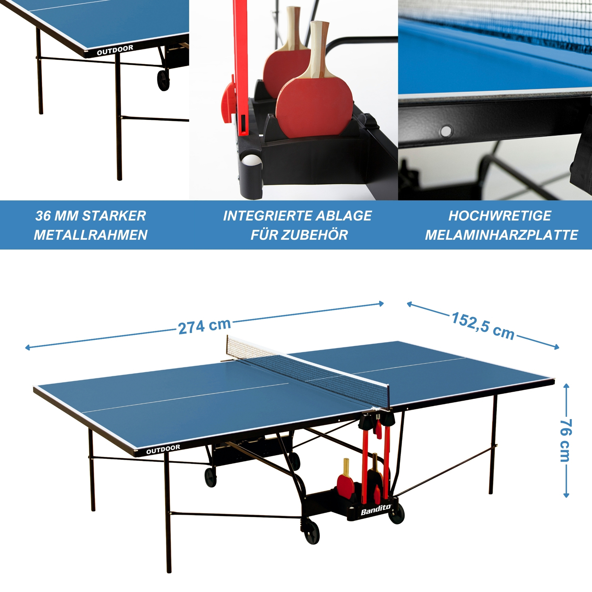 Bandito Outdoor-Tischtennisplatte
