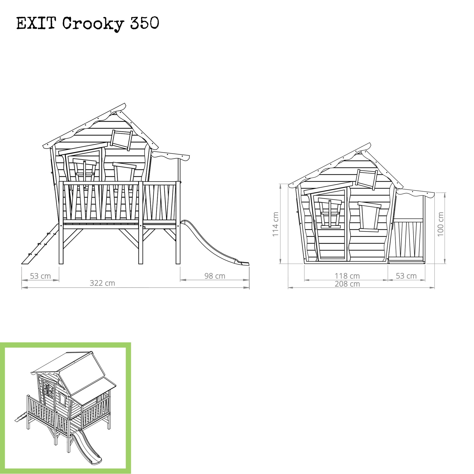 EXIT Crooky 350 Holzspielhaus - graubeige