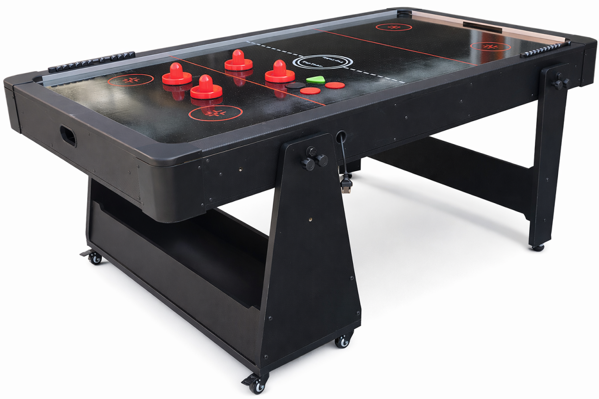 Charlsten Multi Airhockeytisch / Billardtisch Schwarz - 2-in-1 zusammenklappbar