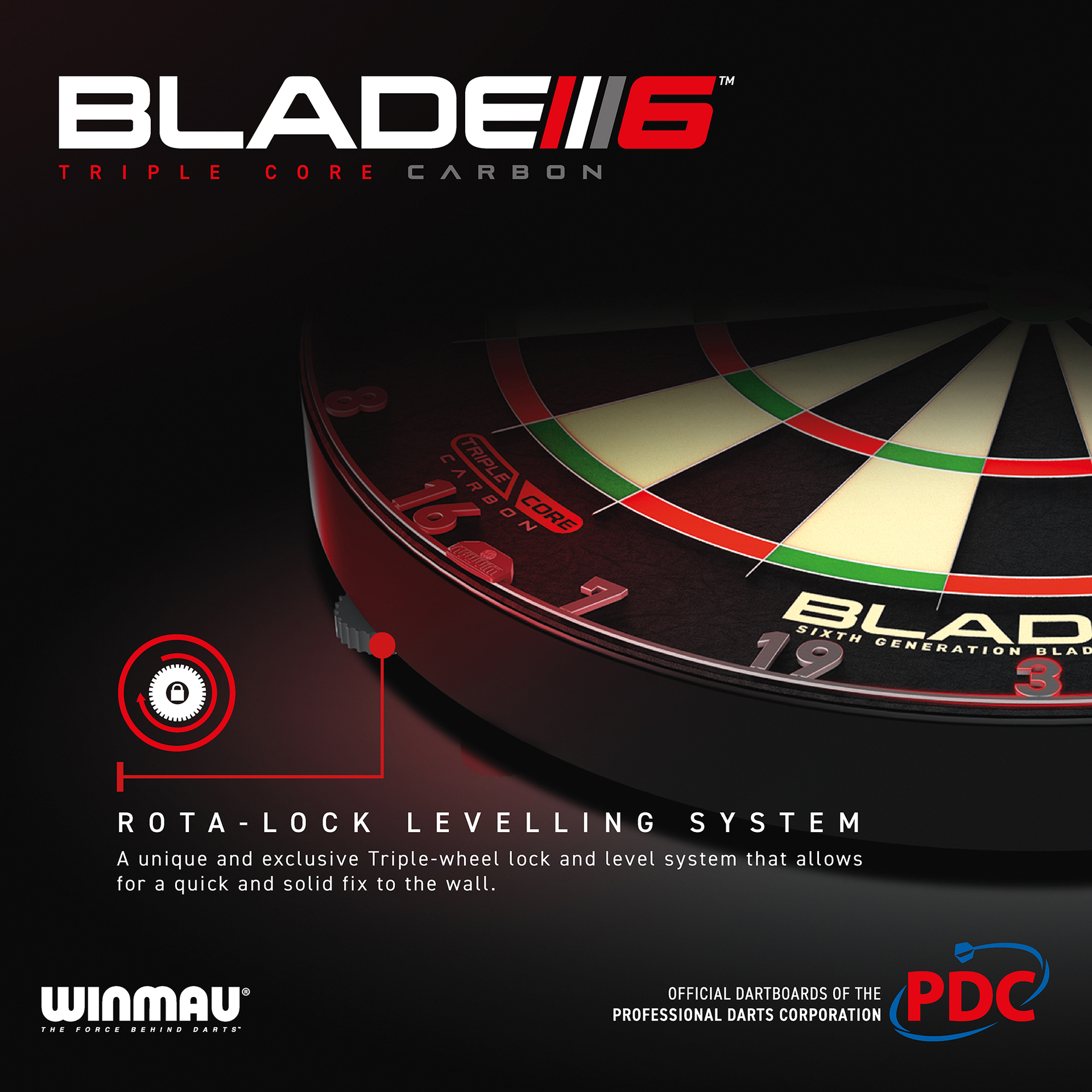 WINMAU Blade 6 Dartboard - Triple Core Carbon