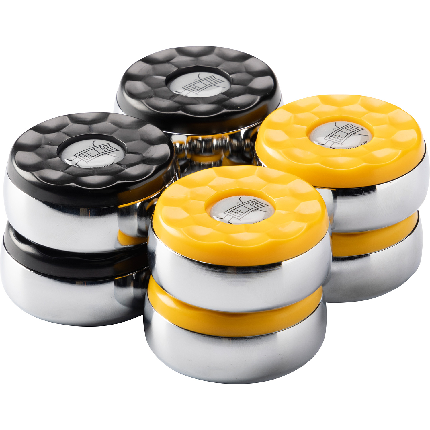 Shuffleboard Pucks Set 4 x schwarz und 4 x gelb