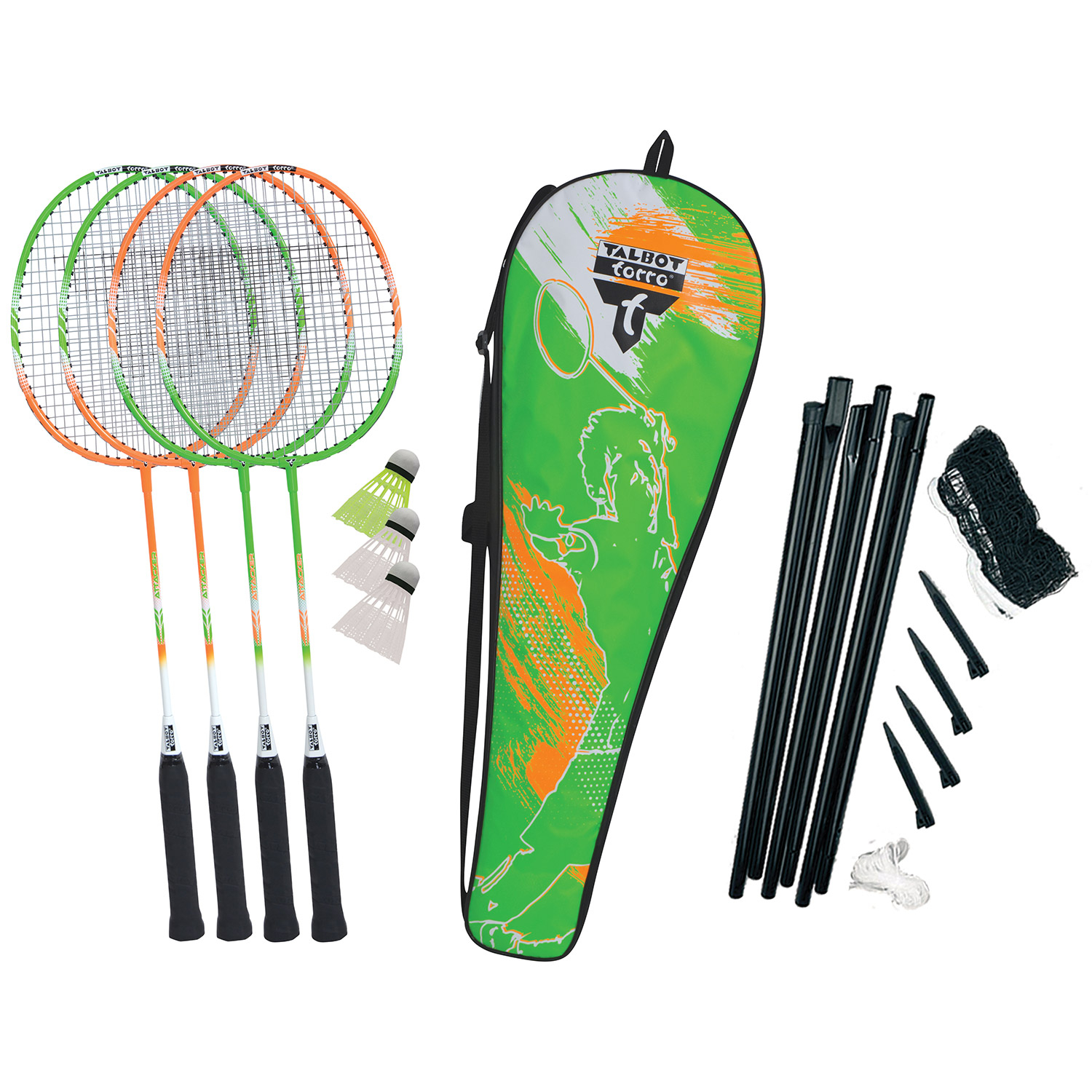 Badmintonset Attacker 4 Spieler+Netz