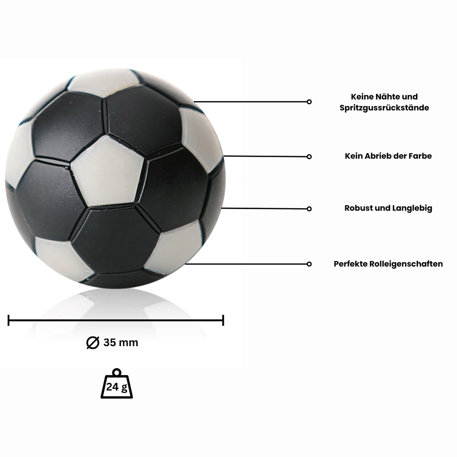 Kickerball Winspeed by Robertson 35 mm, black / silver, set with 10 pcs.