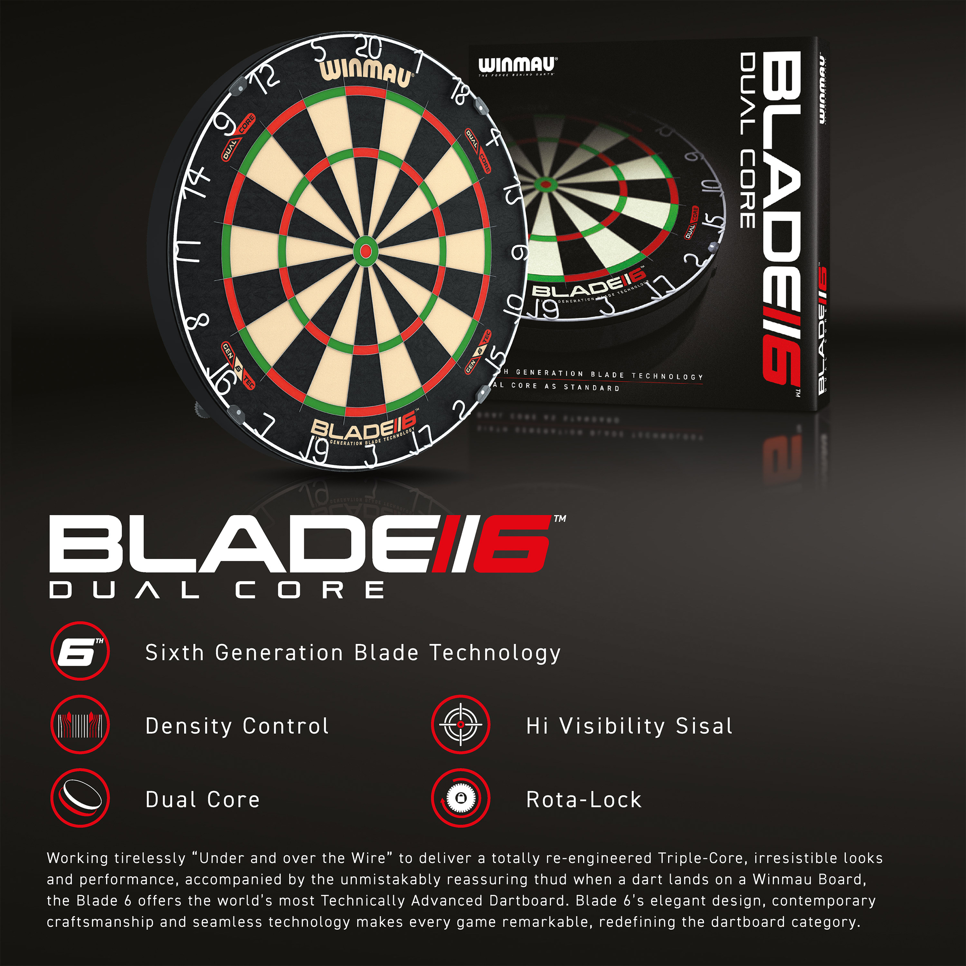 WINMAU Blade 6 Dartboard - Dual Core