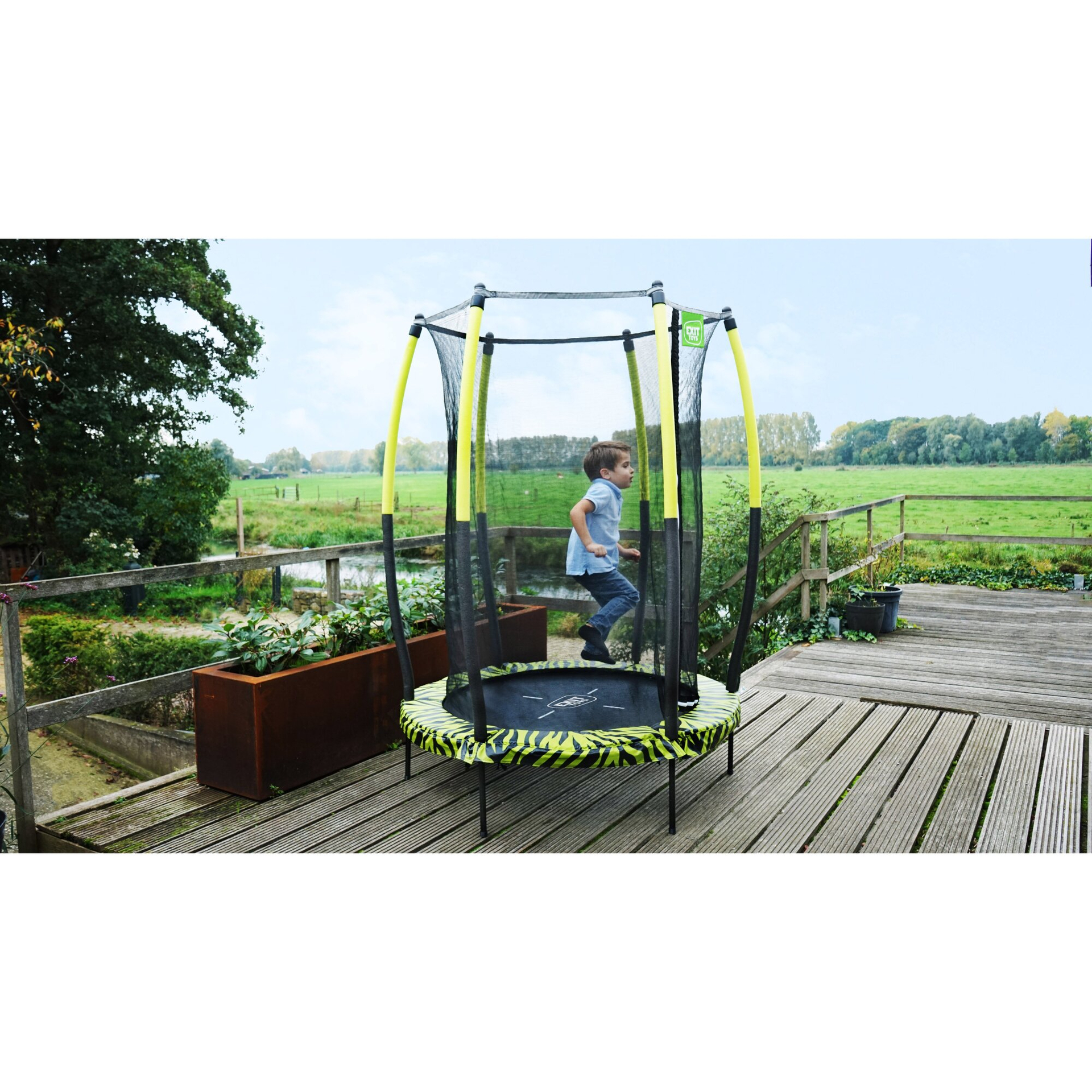 EXIT Tiggy junior Trampolin mit Sicherheitsnetz ø140cm - schwarz/grün