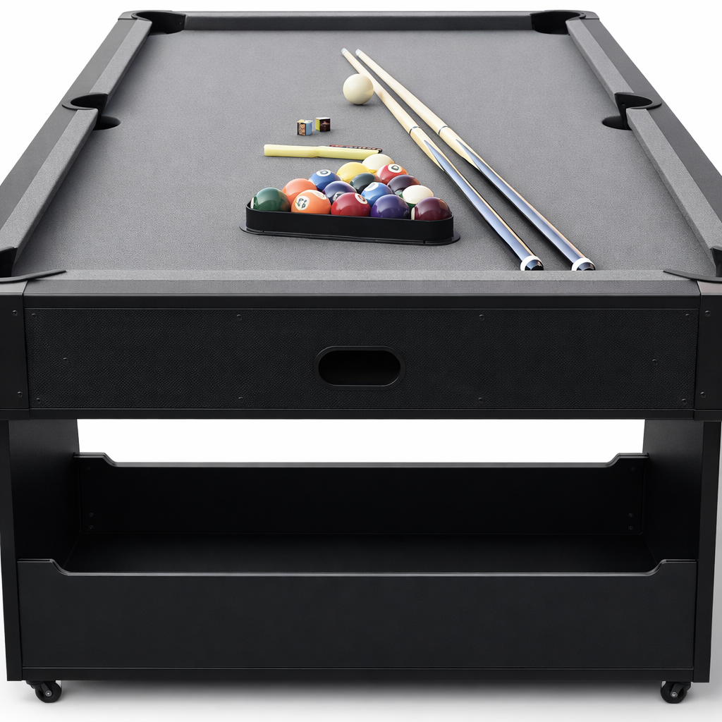 Charlsten Multi Airhockeytisch / Billardtisch Schwarz - 2-in-1 zusammenklappbar