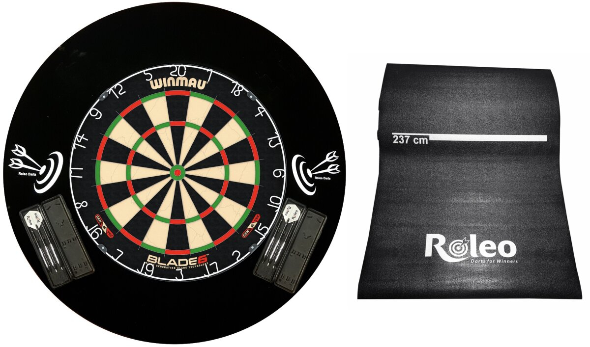 Steeldart Profi Set Scheibe Blade 6 + 2 Satz Pfeile + Catchring + Dartmatte