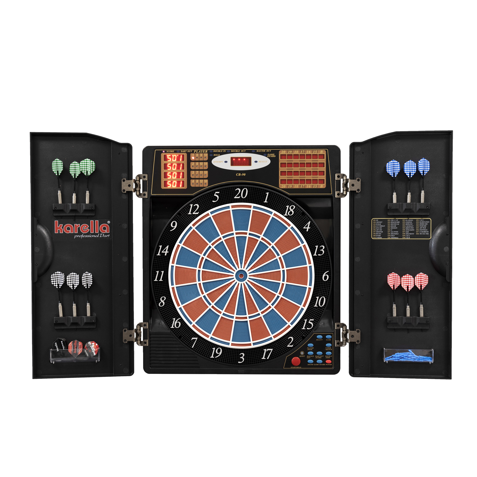 Karella CB 90 dart machine with cabinet
