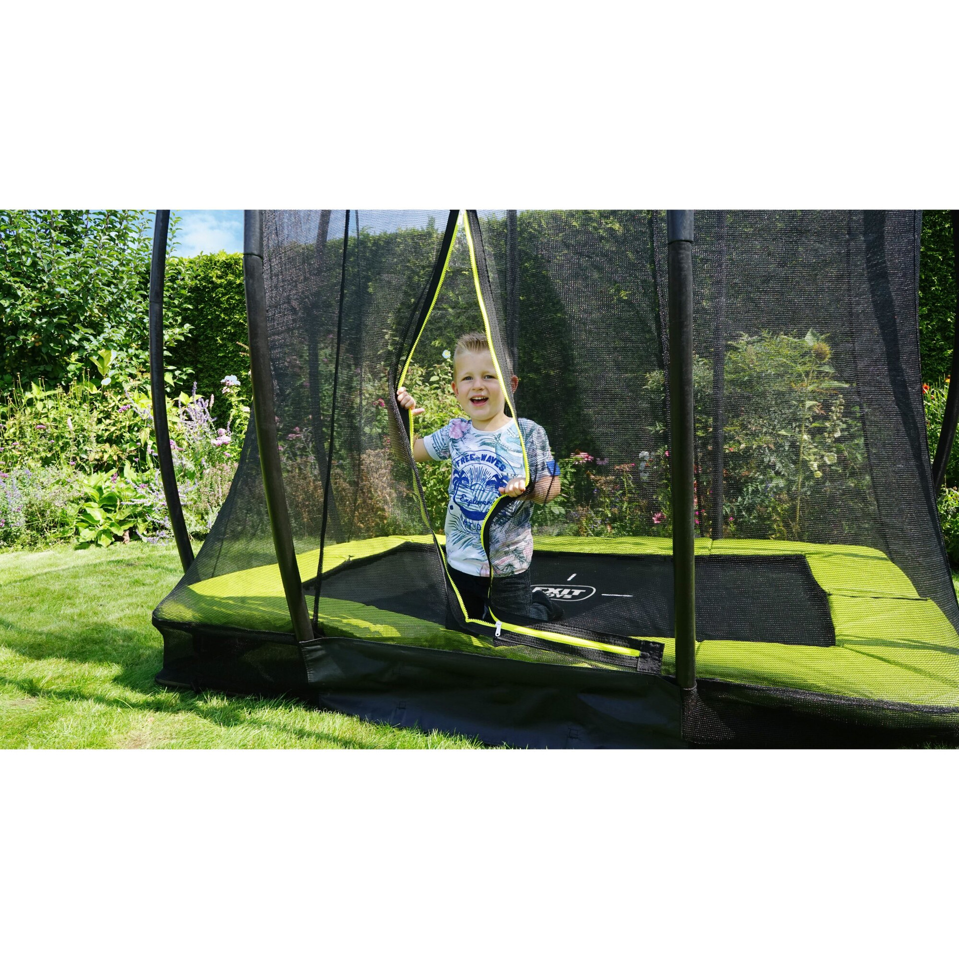 EXIT Silhouette Bodentrampolin 153x214cm mit Sicherheitsnetz - grün