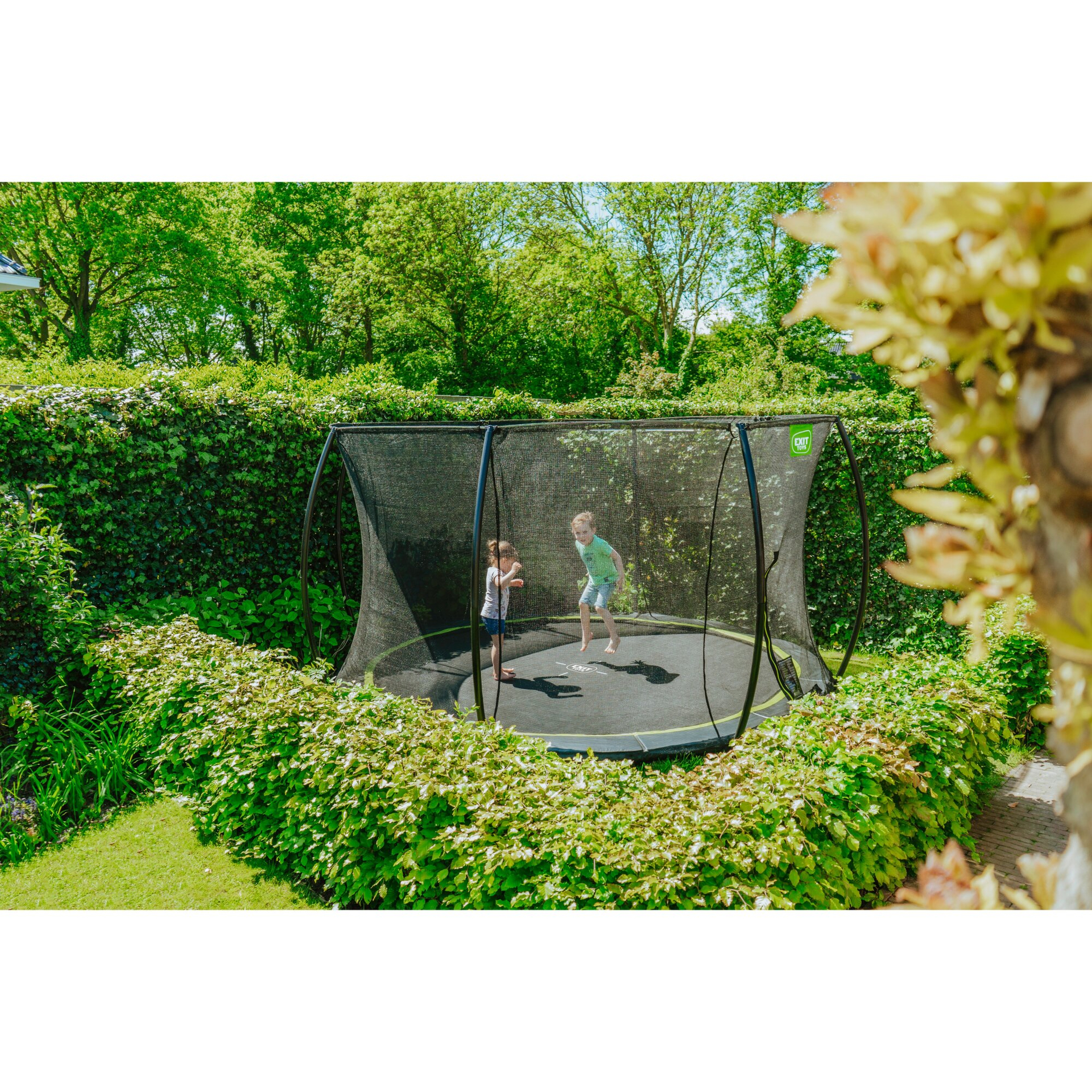 EXIT Silhouette Bodentrampolin ø427cm mit Sicherheitsnetz - schwarz