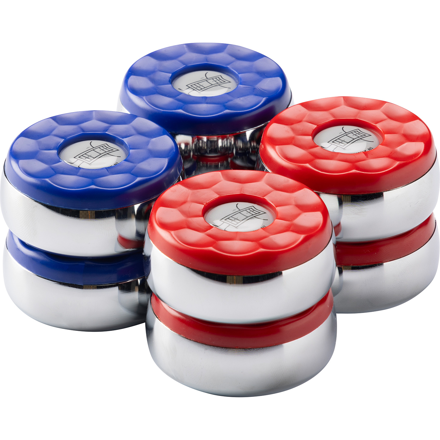 Shuffleboard Pucks Set 4 x blau und 4 x rot