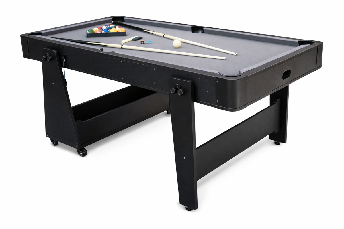 Charlsten Multi Airhockeytisch / Billardtisch Schwarz - 2-in-1 zusammenklappbar