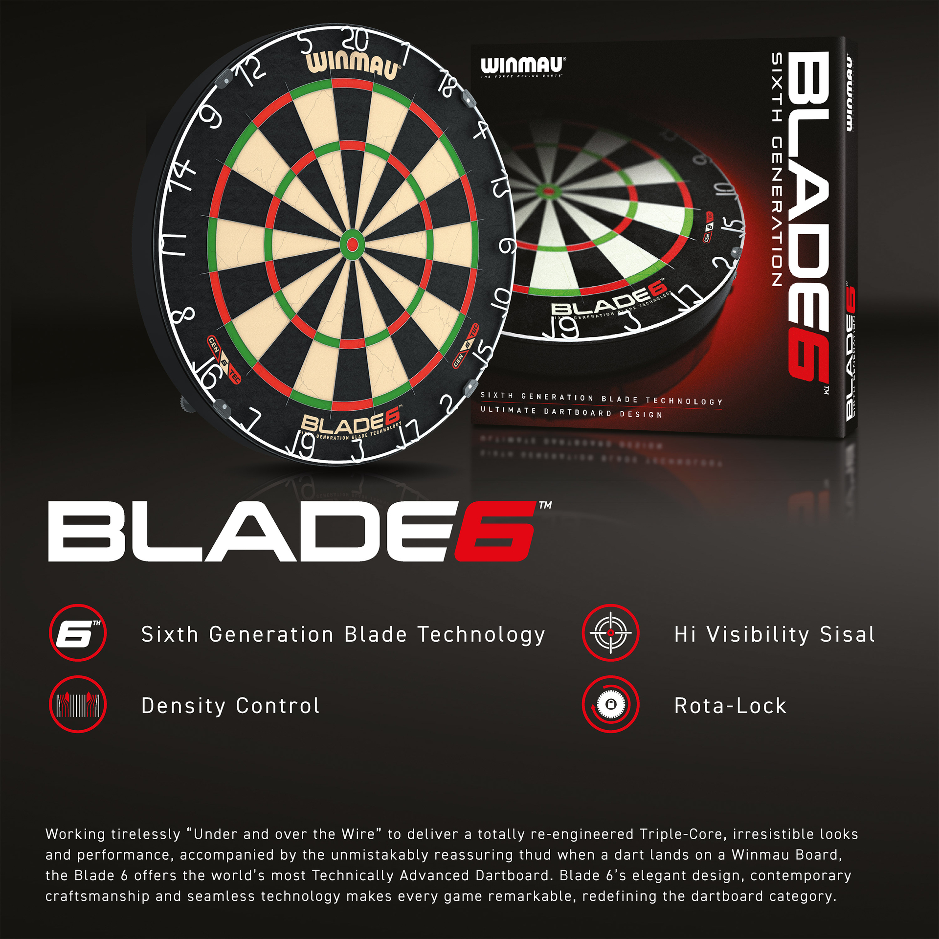WINMAU Blade 6 Dartboard - Standard