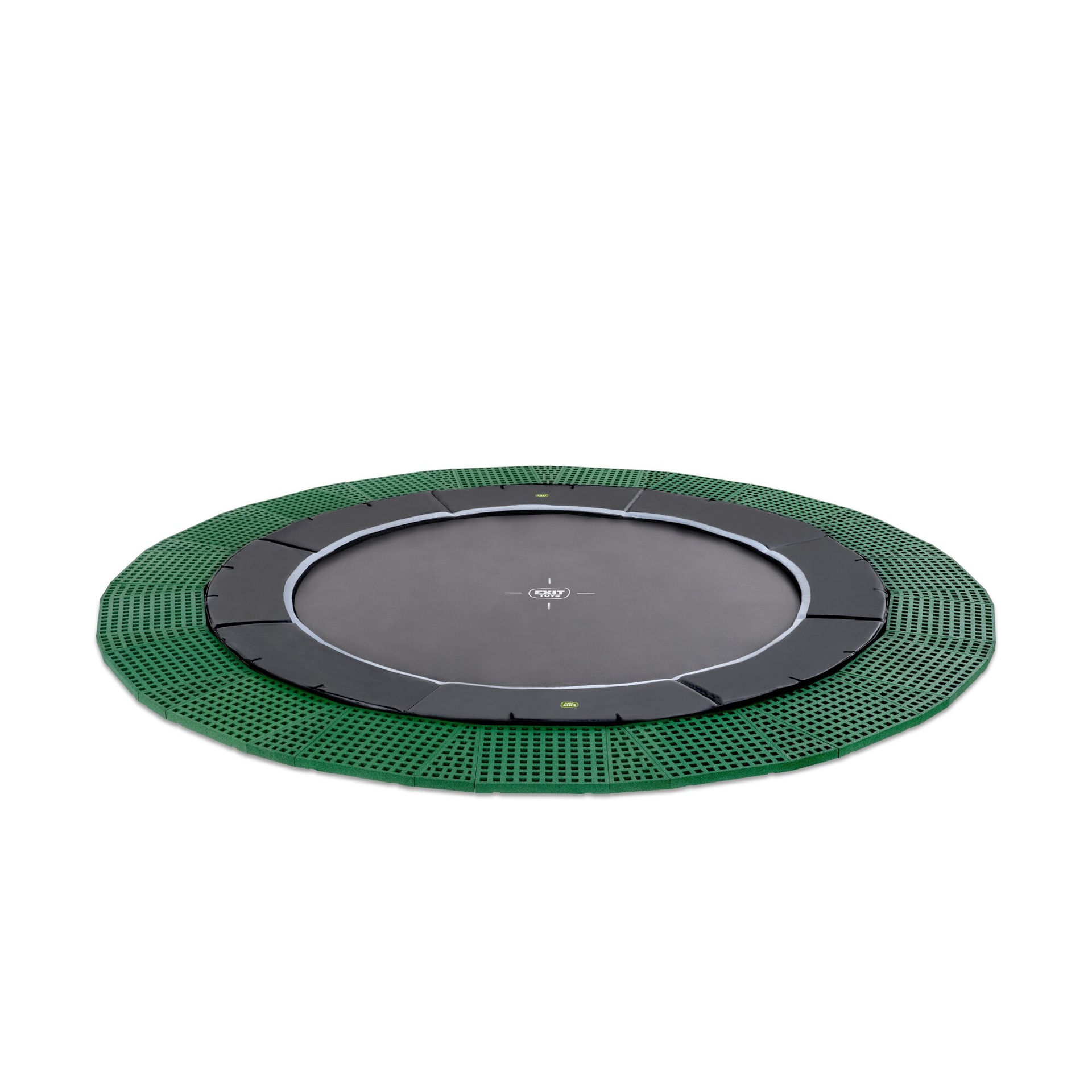 EXIT Dynamic ebenerdiges Trampolin ø366cm mit Freezone Sicherheitsplatten - schwarz