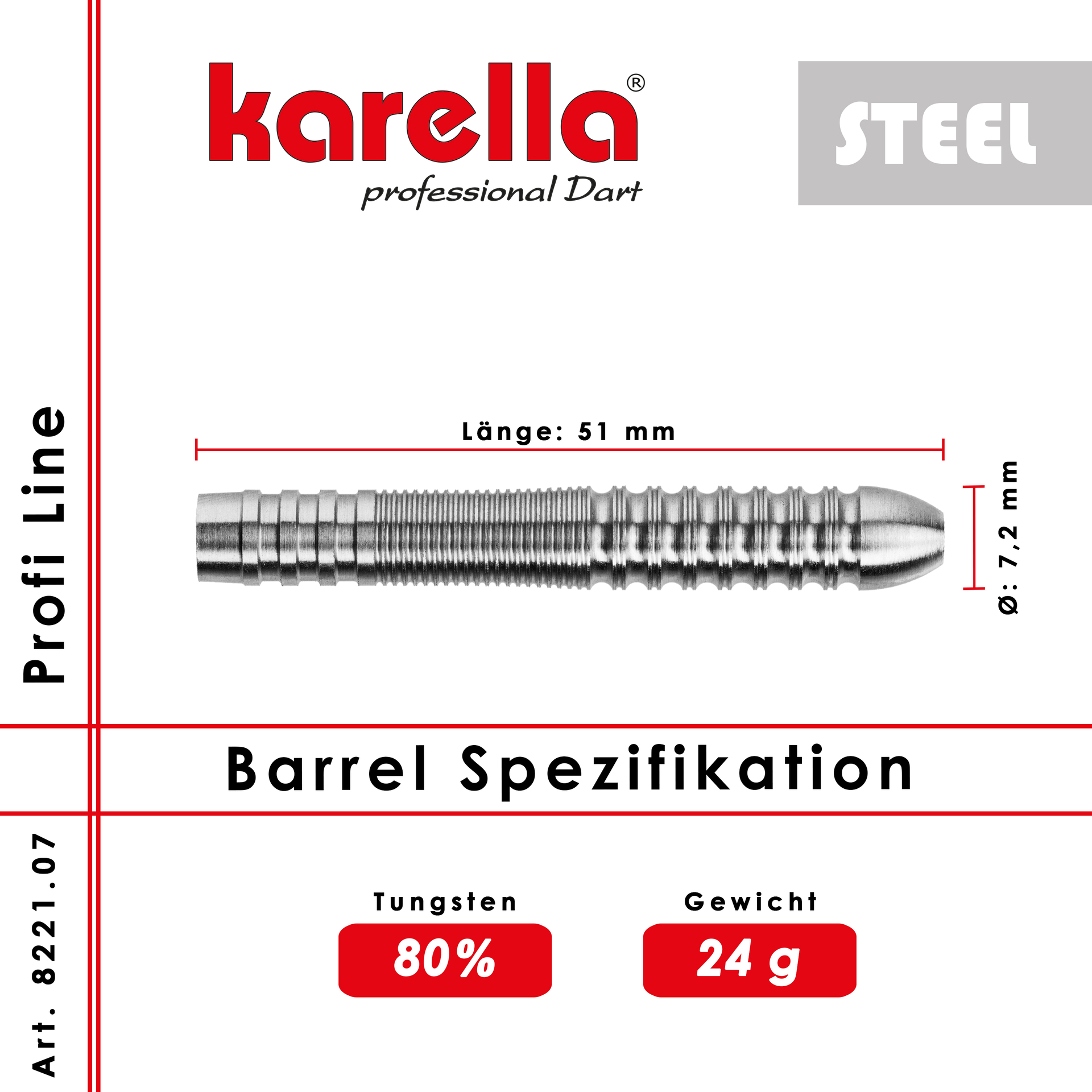 Steelbarrel Karella Profi Line 80% Tungsten PL-07 24 g
